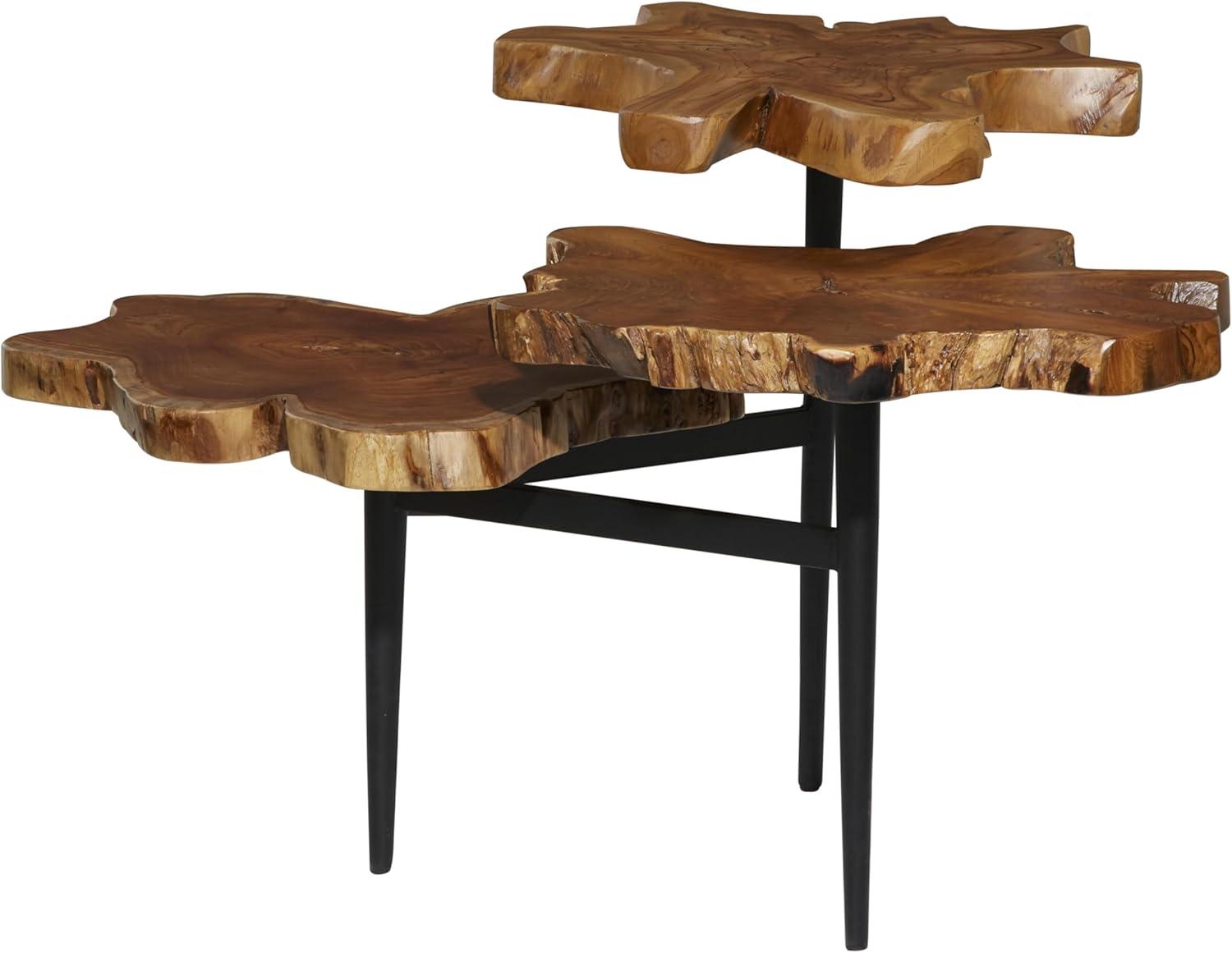 Rustic Teak Wood Accent Table Dark Brown - Olivia & May: Handcrafted, No Assembly Required