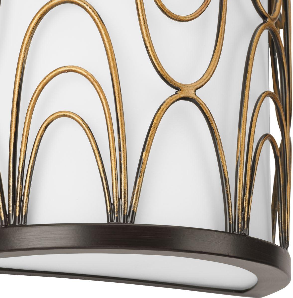 Progress Lighting Cirrine 1-Light Wall Sconce, Antique Bronze, Etched White Glass
