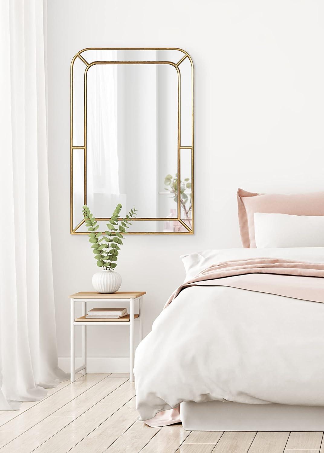 Kate and Laurel Lamson Transitional Framed Wall Mirror, 20 x 30, Gold, Sophisticated Glam Wall Decor