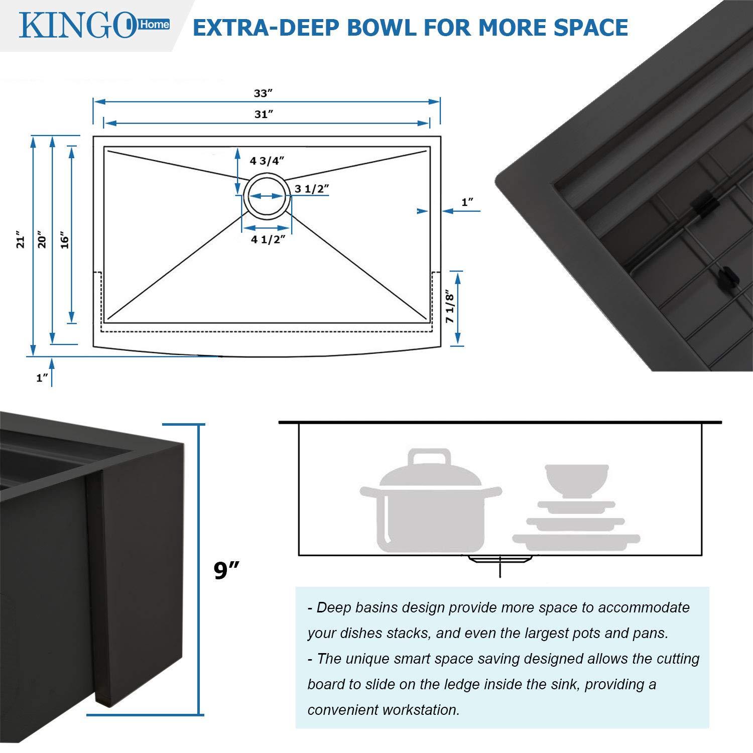 KRAUS Kore™ Workstation Farmhouse Apron Front 16 Gauge Single Bowl Kitchen Sink