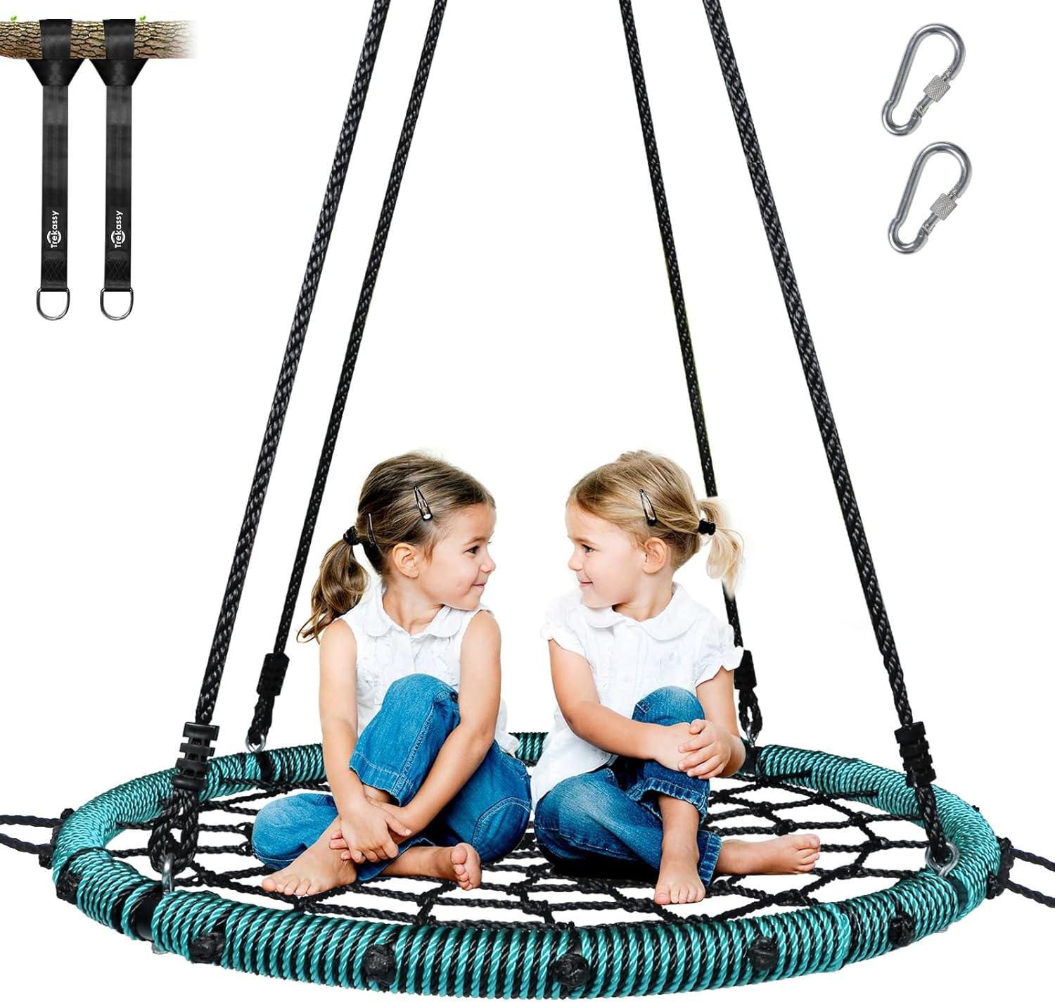 Klokick 40" Spider Web Swing Set, 750lbs Tree Swing for Child Playground, Backyard Play Set