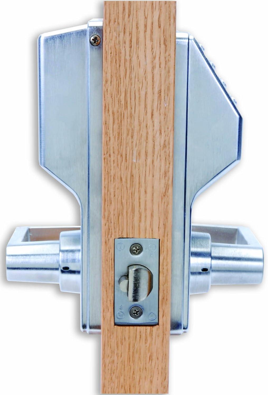 Satin Chrome Electronic Keypad Entry Door Lever