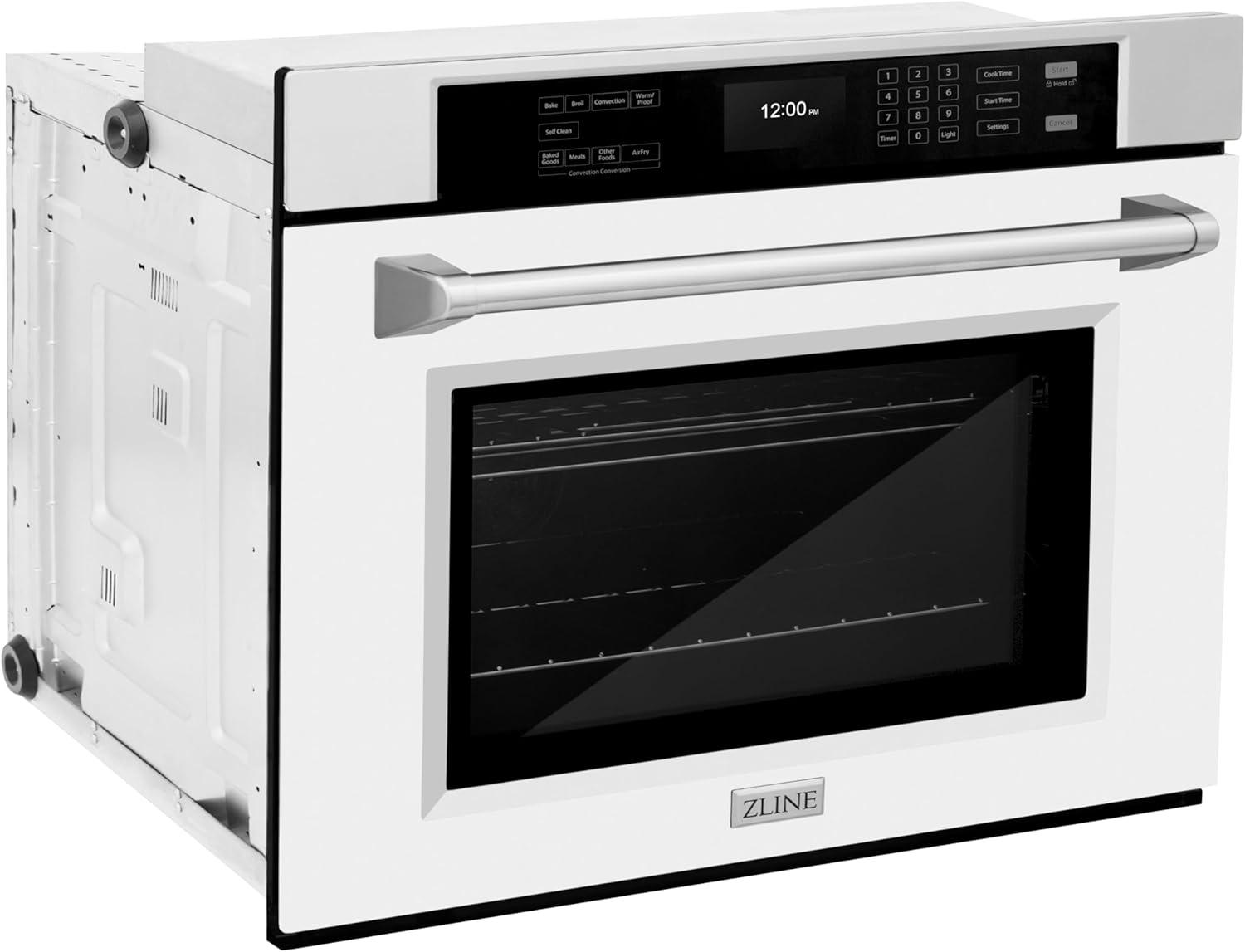 30-Inch Stainless Steel and Matte White Convection Wall Oven