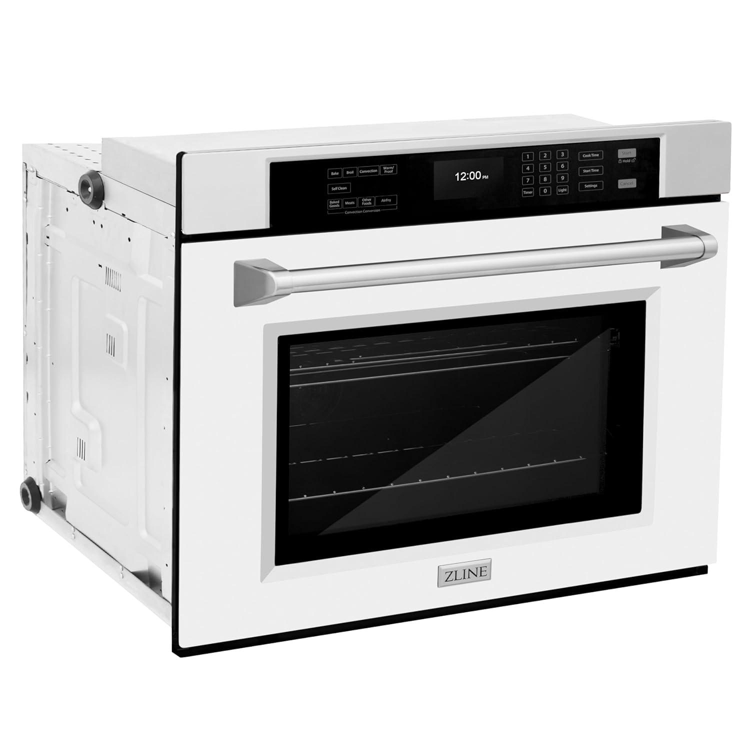 30-Inch Stainless Steel and Matte White Convection Wall Oven