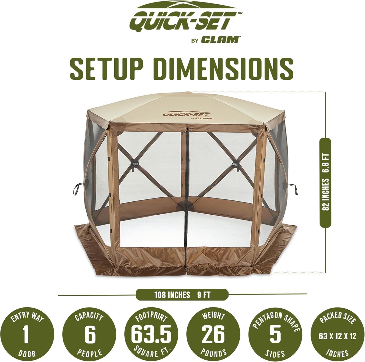 CLAM Quick-Set Portable Outdoor Camping Canopy Shelter