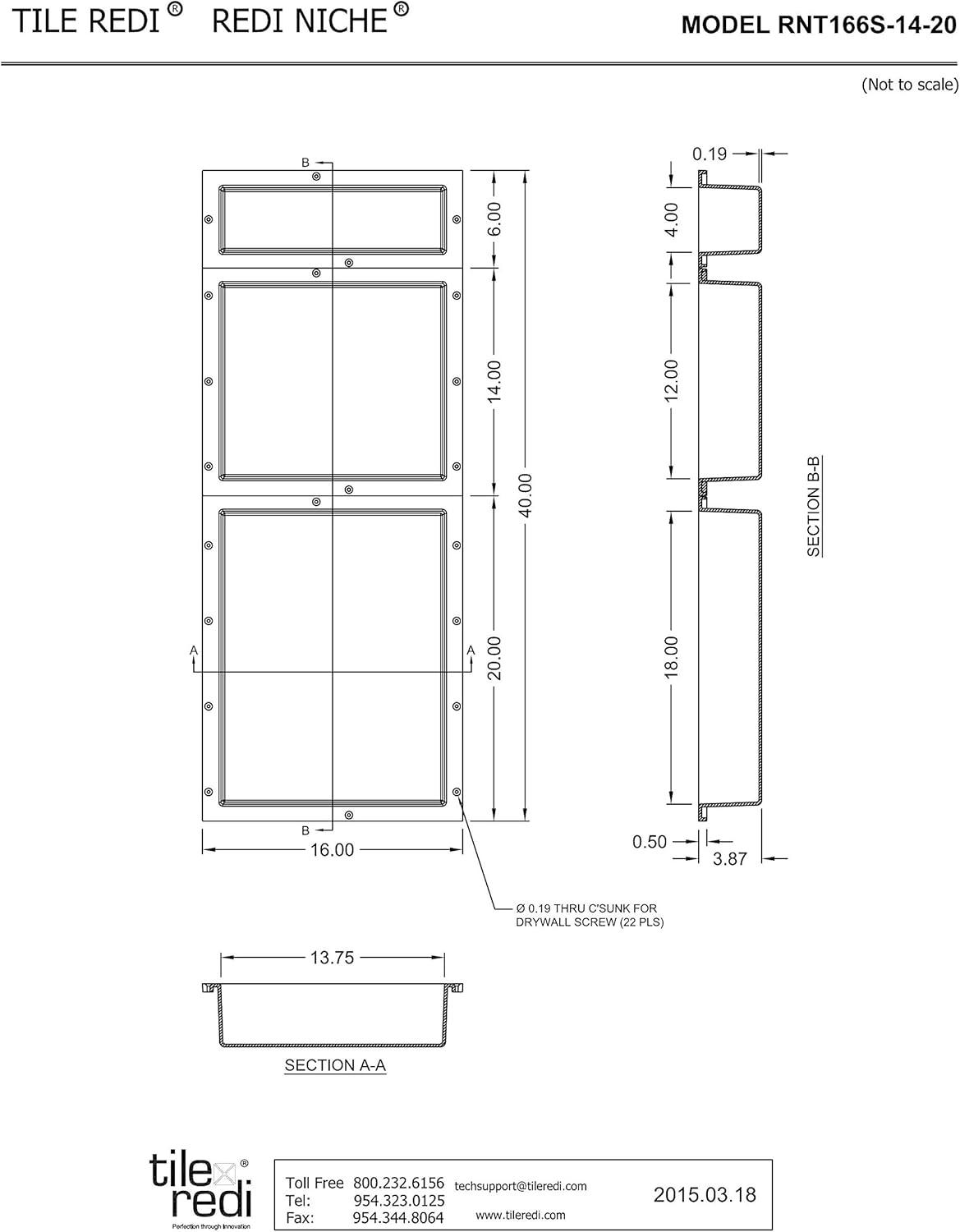 Black ABS Triple Recessed Shower Shelf with Three Inner Shelves