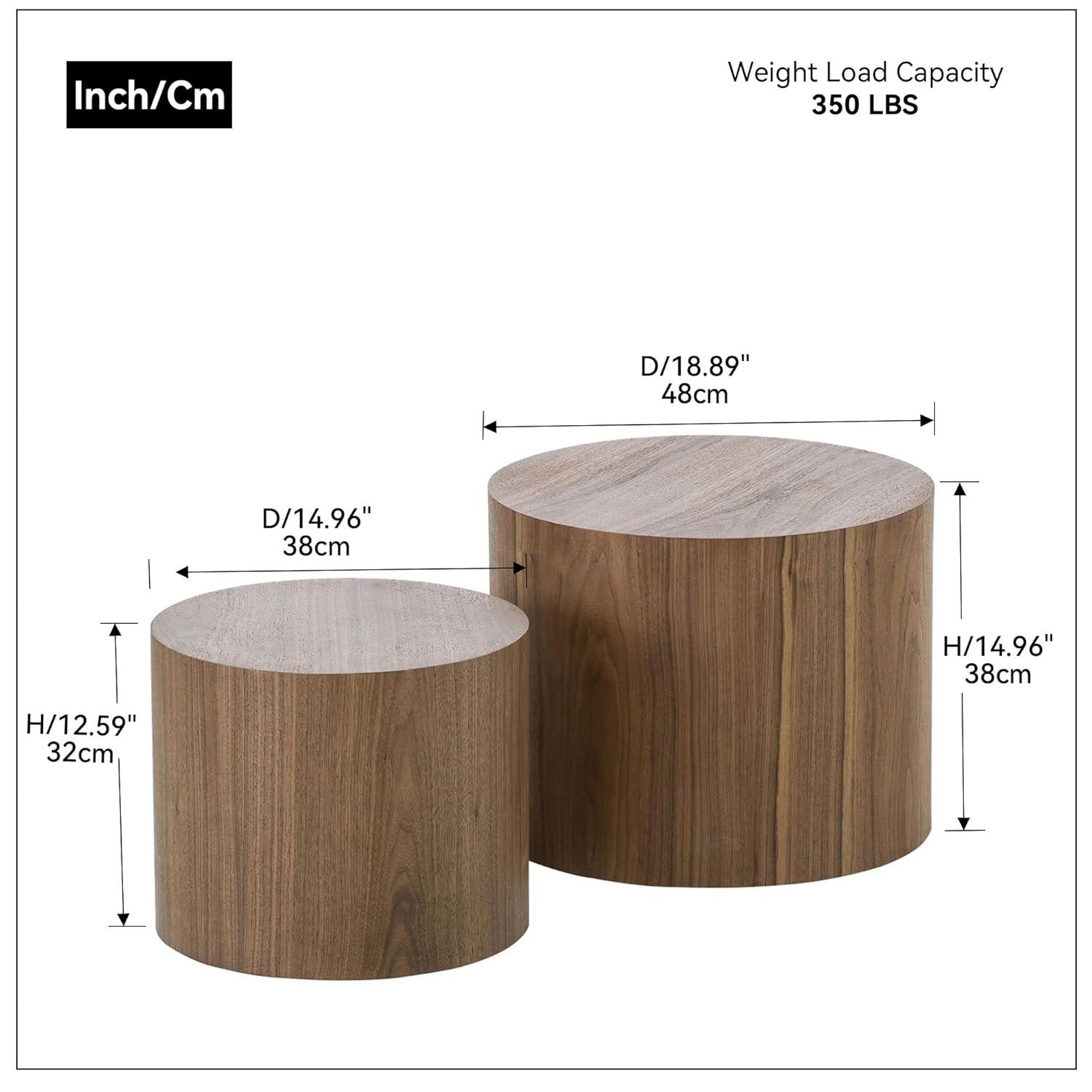 Coffee Table,Modern Coffee Tables for Living Room Bedroom Accent Nesting Tables Side Tables Living Room, Round Coffee Table Natural Finish MDF Side Table,Walnut