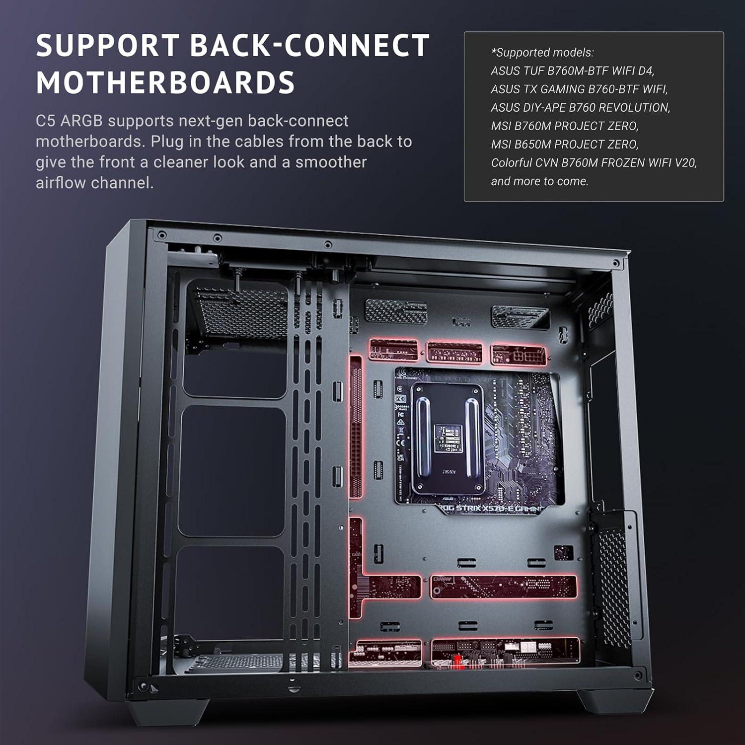 Black Tempered Glass Mid-Tower Gaming PC Case