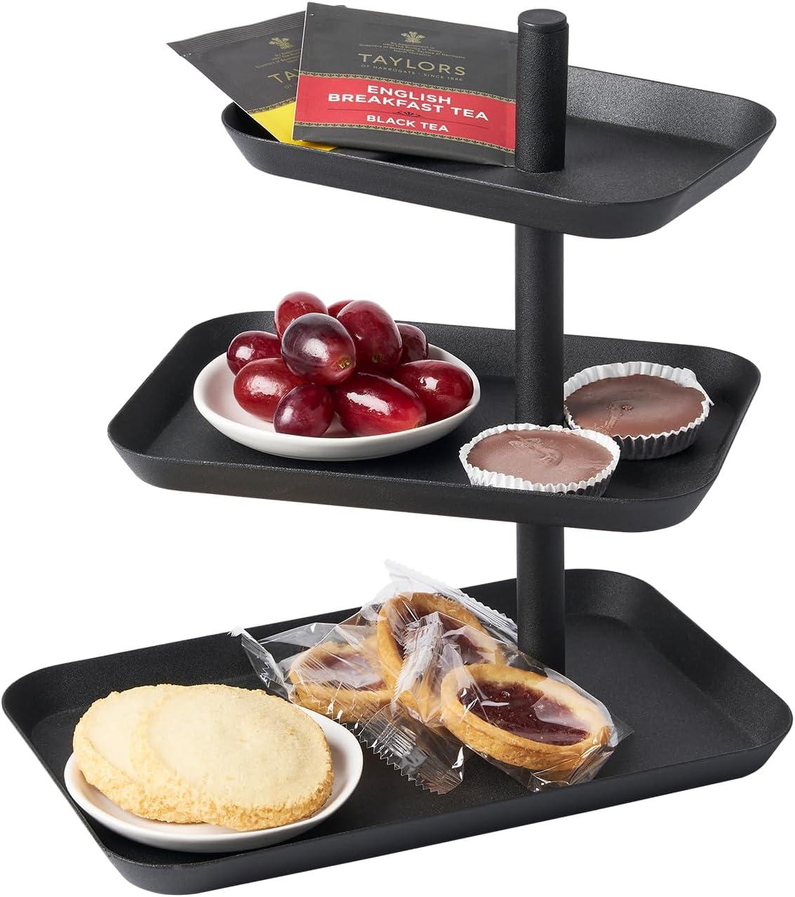 Tower Yamazaki Home 3-Tier Serving Stand, Appetizer Tray Organizer For Party Or Kitchen, Steel