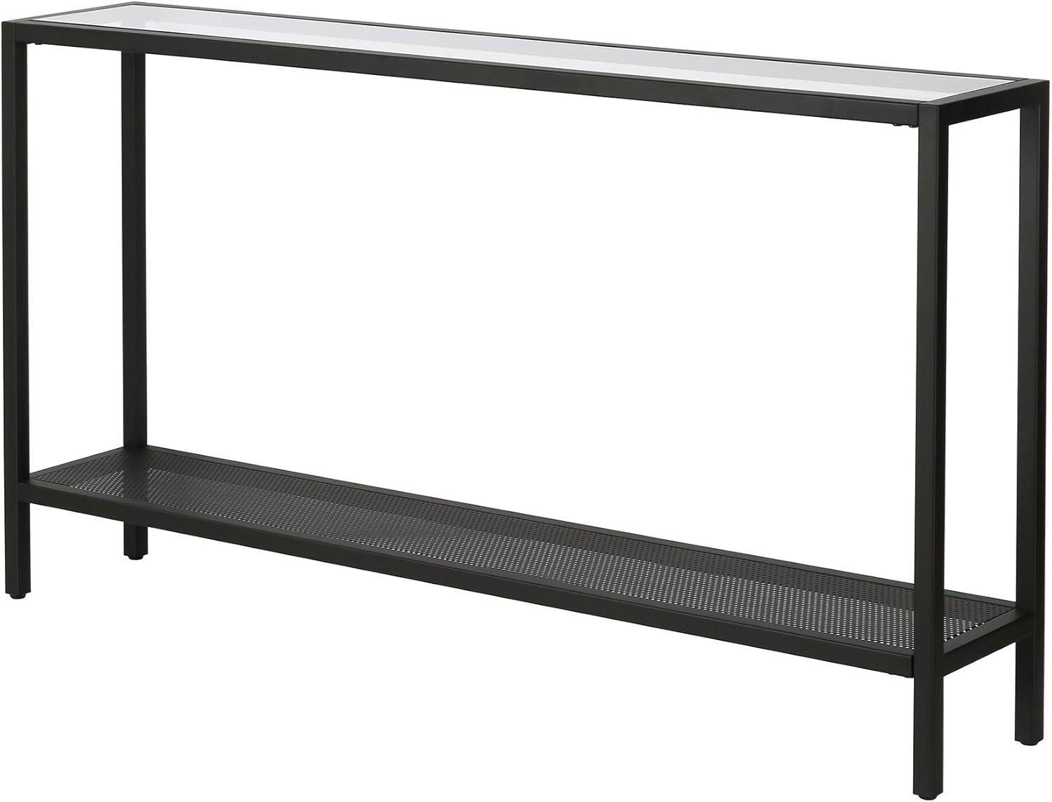 Evelyn&Zoe Rigan 55" Wide Rectangular Console Table, Blackened Bronze