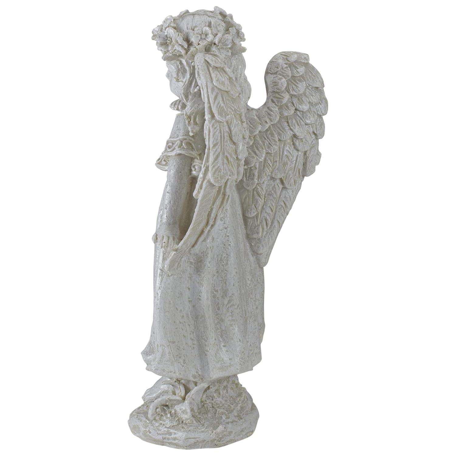 Northlight Seasonal Standing Angel with Floral Crown Outdoor Garden Statue