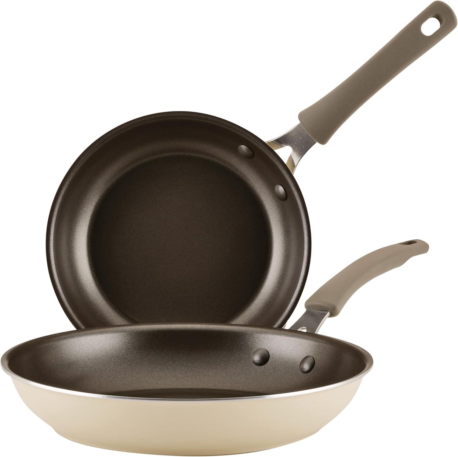 Rachael Ray Cook + Create 2 Pc Aluminum Nonstick Frying Pan Set, Almond