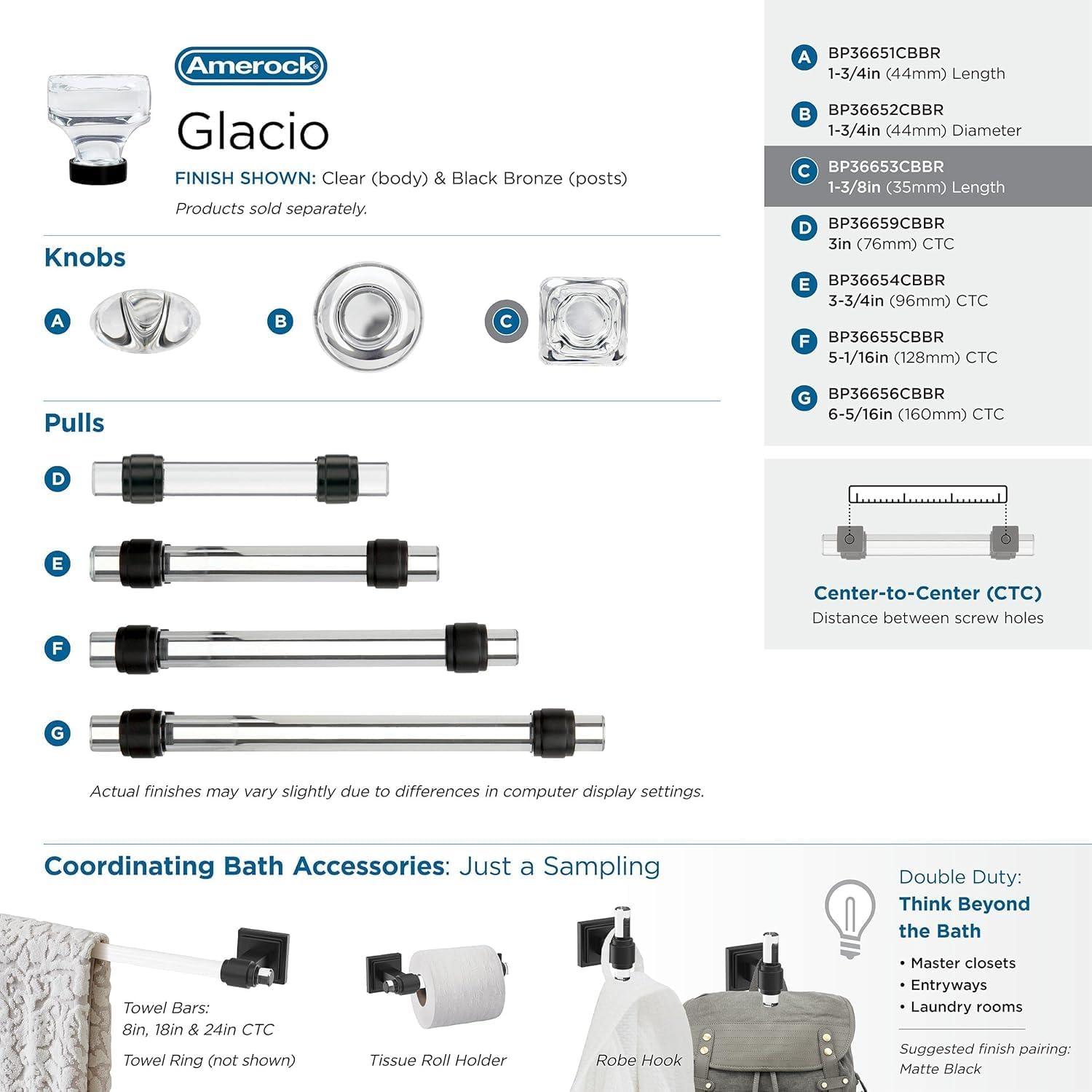 Glacio 1 3/8" Length Square Knob