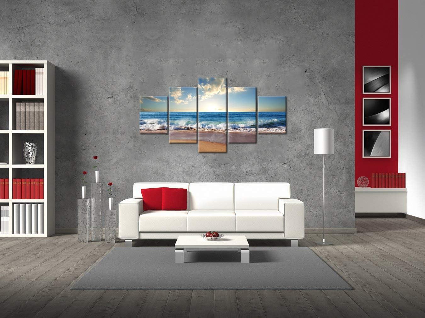 Modern Beach Ocean Landscape Canvas Wall Art Set