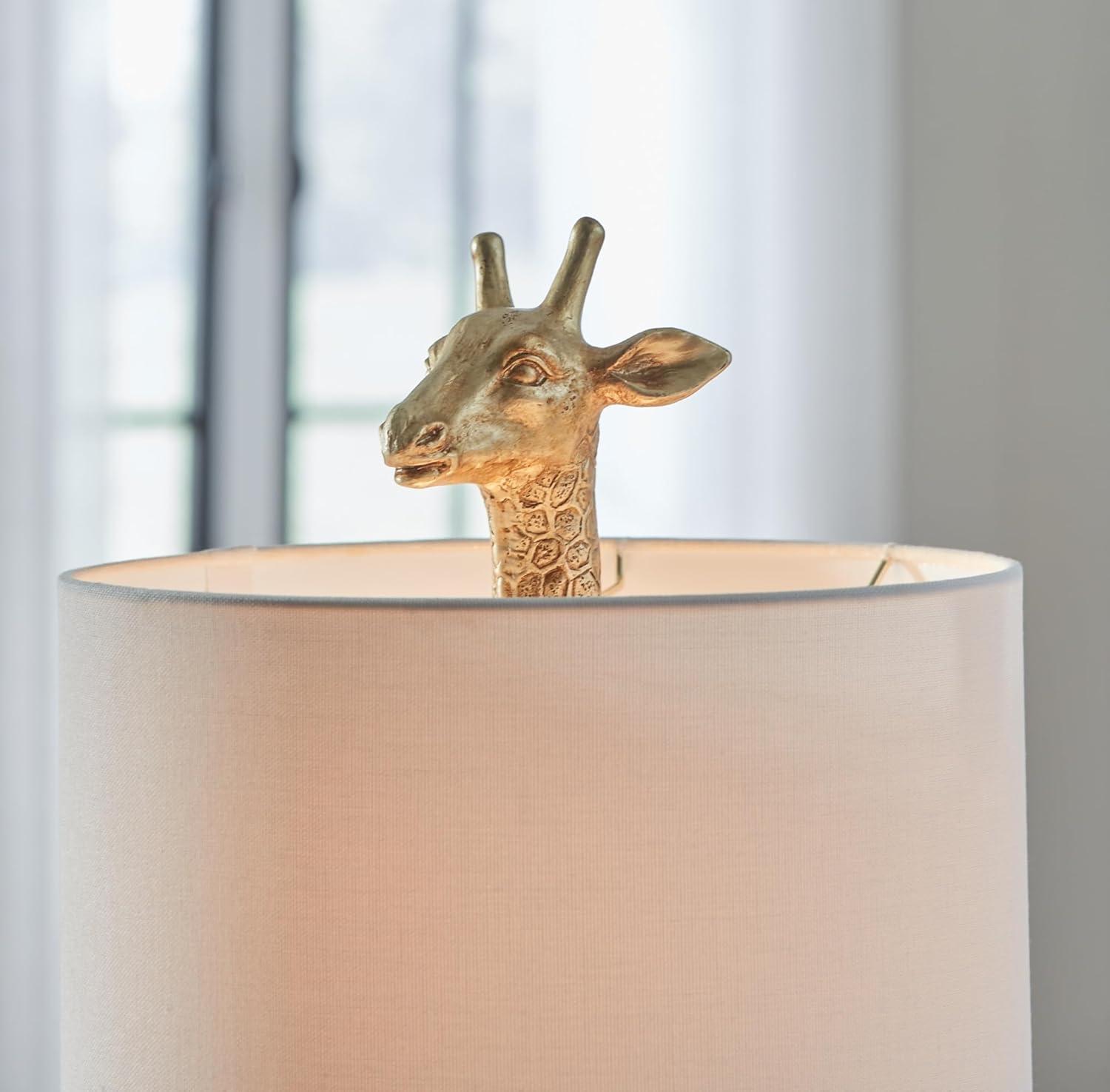 Gold and White Polyresin Giraffe Table Lamp