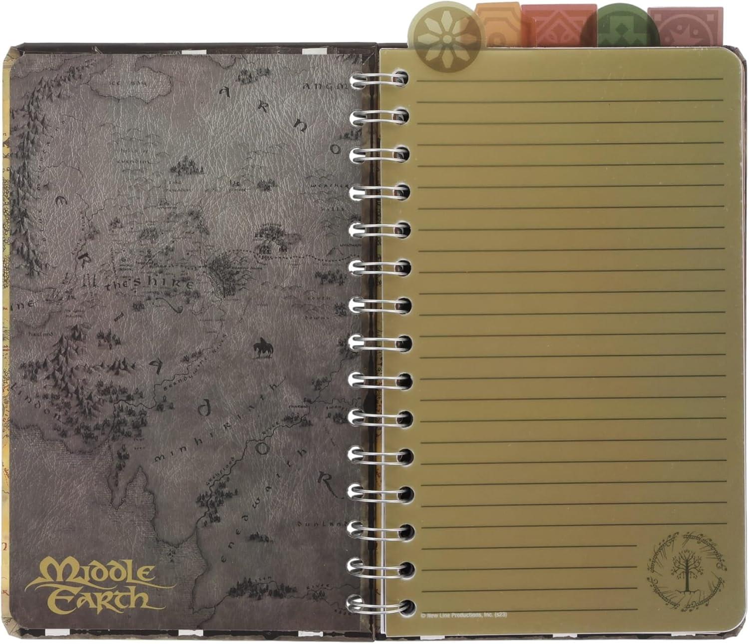 Silver Buffalo The Lord Of The Rings Map Of Middle-earth 5-Tab Spiral Notebook With 75 Sheets