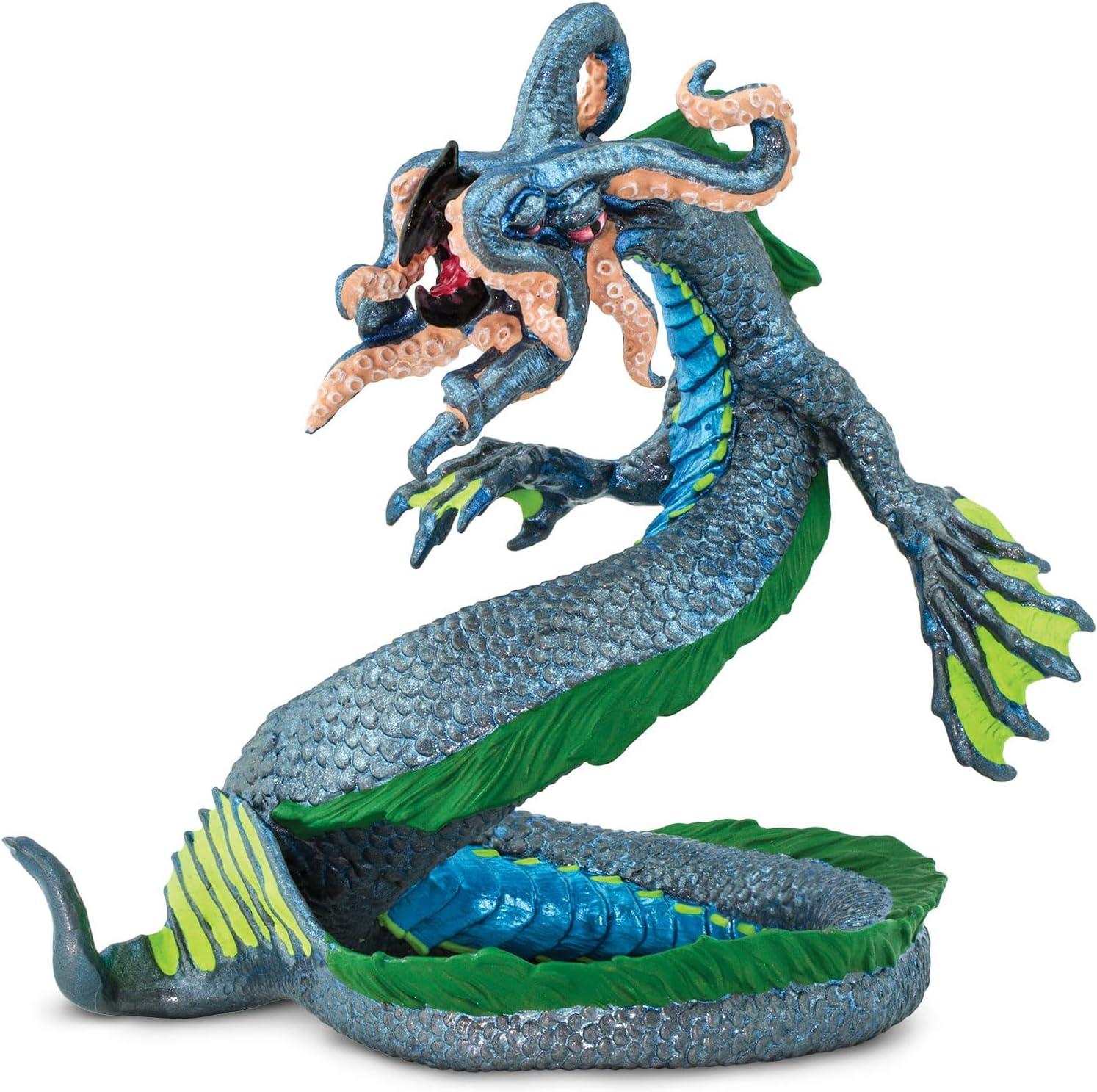 Hand-Painted Blue and Green PVC Leviathan Dragon Figurine