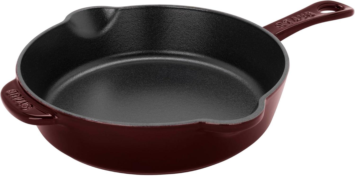 STAUB Cast Iron 8.5-inch Traditional Deep Skillet - Grenadine
