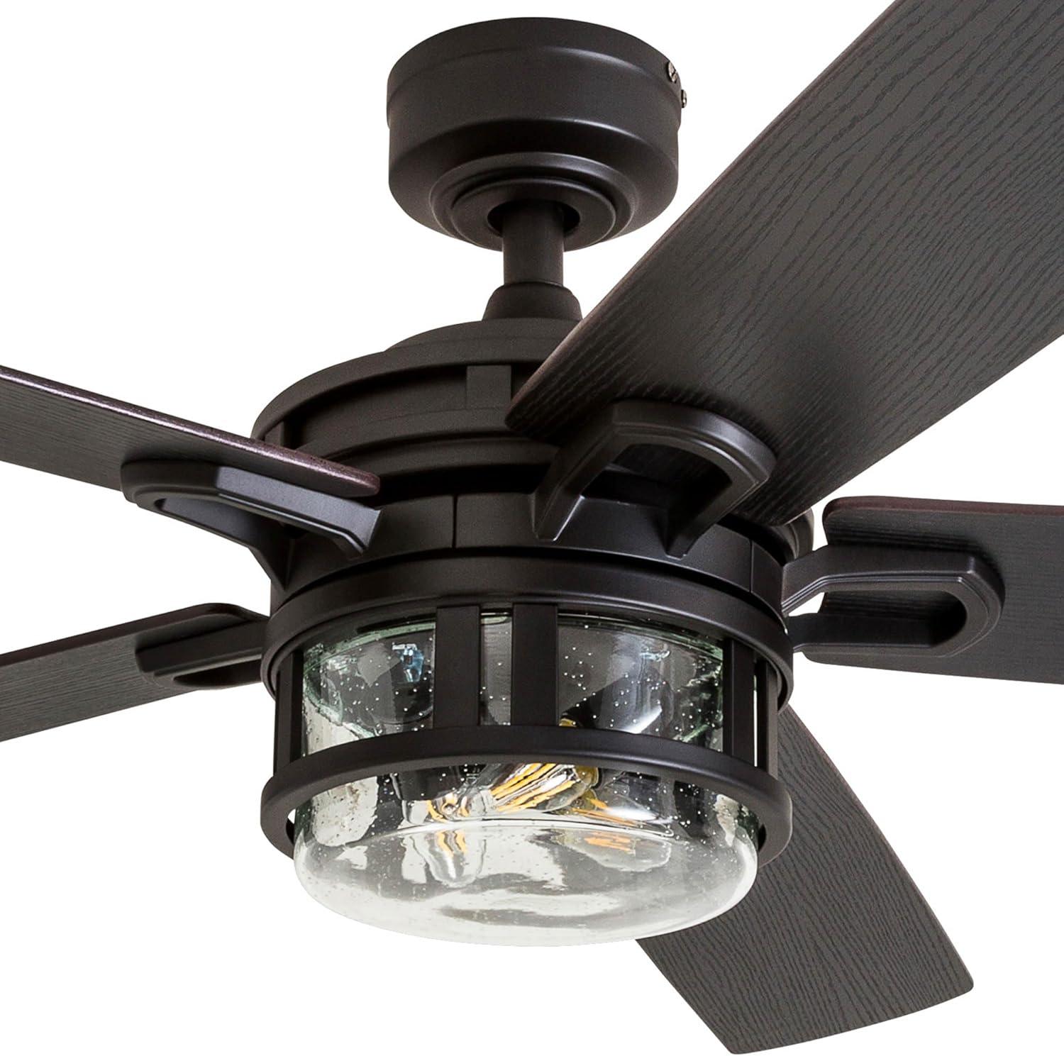 Honeywell 52-Inch Bontera Indoor 5 Blade Matte Black Craftsman Ceiling Fan with Remote Control
