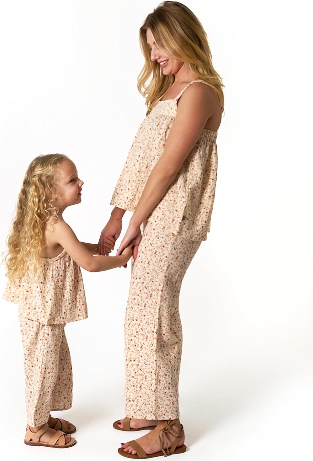 Modern Moments™ by Gerber Mommy & Me Toddler and Adult 2-Piece Top and Cropped Pants Set, Beige Vine Floral, X-Large