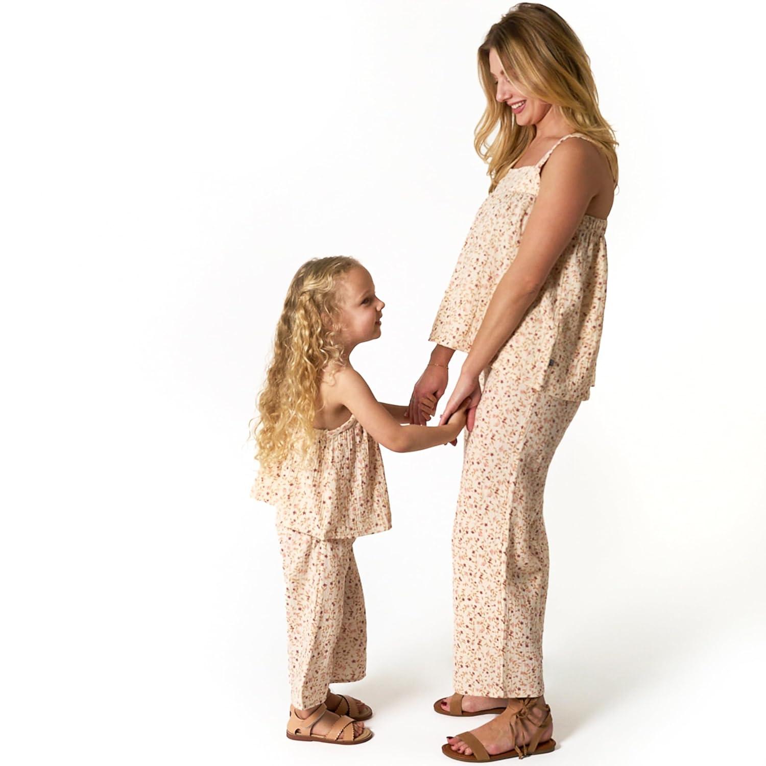 Modern Moments™ by Gerber Mommy & Me Toddler and Adult 2-Piece Top and Cropped Pants Set, Beige Vine Floral, X-Large