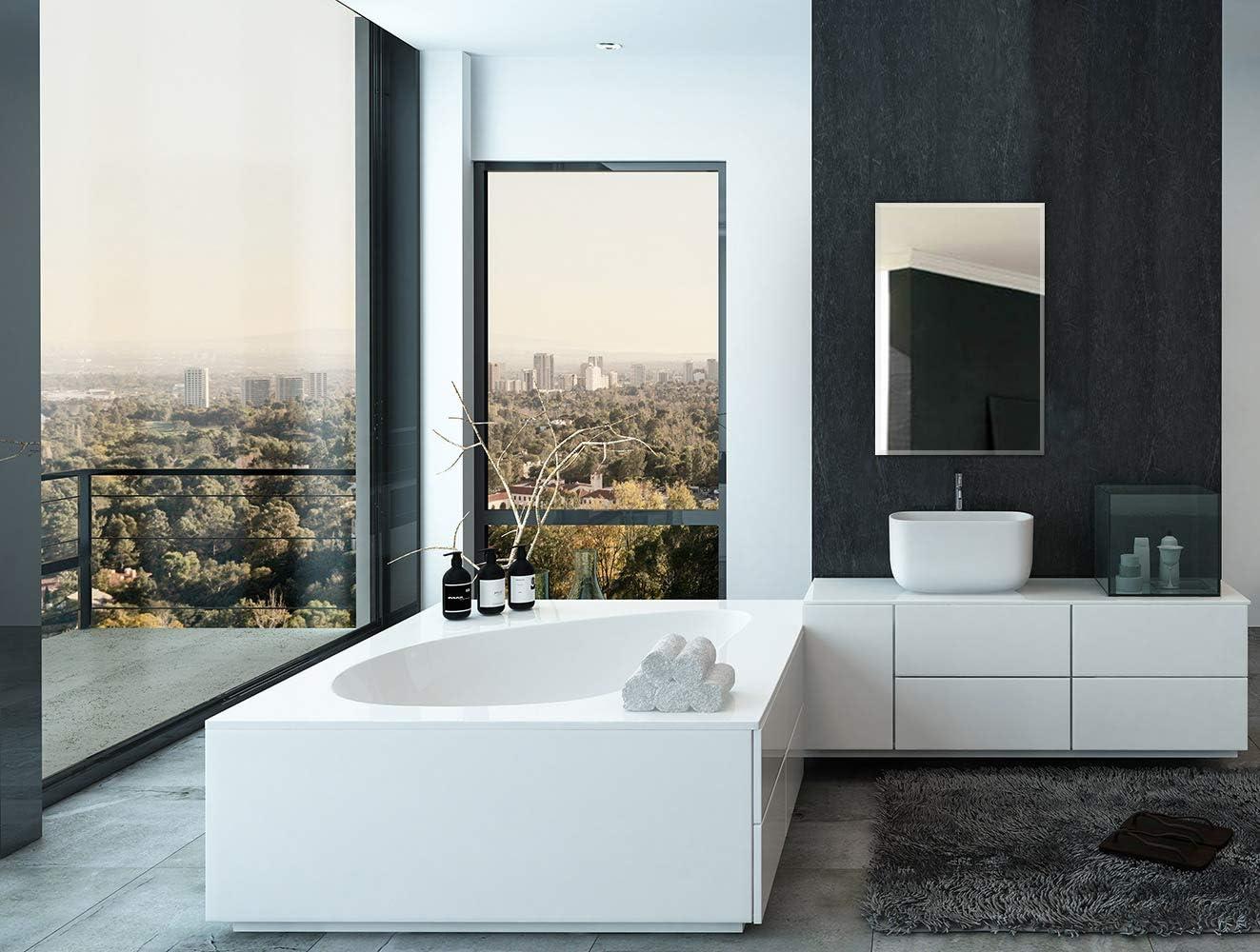 Hamilton Hills New Frameless Lightweight Beveled Mirror 30" x 40 Wall Mirror for Bathroom Vanity with Bevel