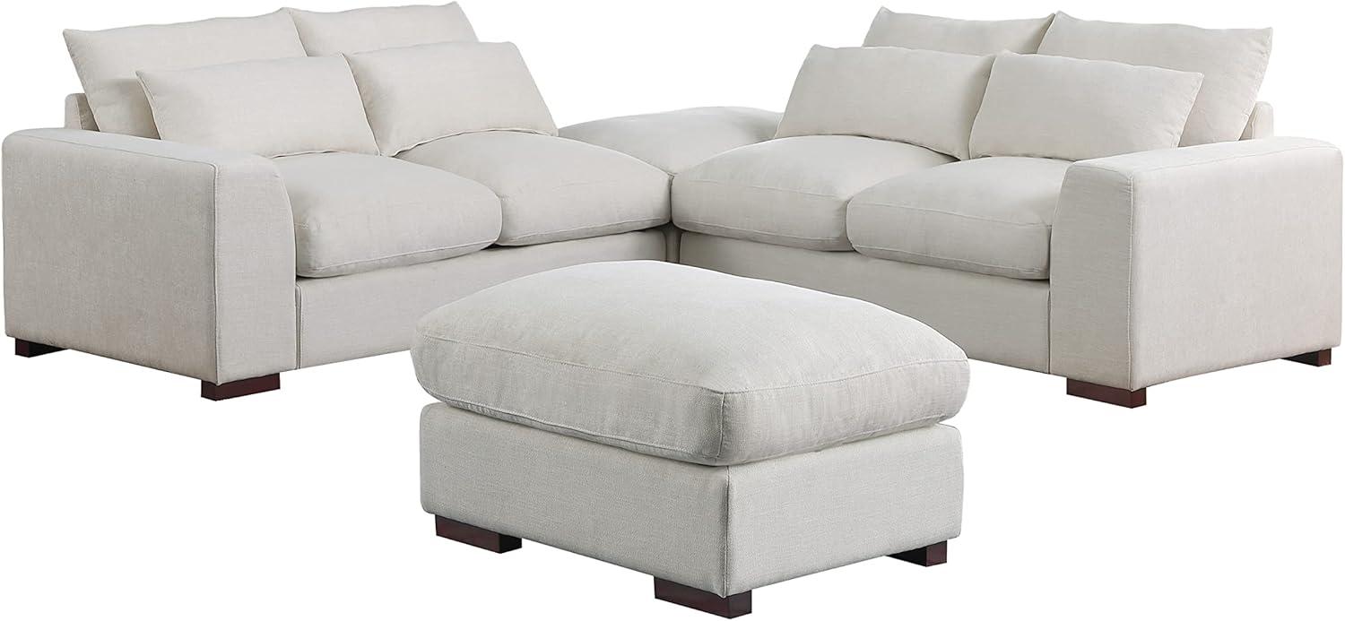 Biaggio Linen Blend Sectional with 2 Ottomans