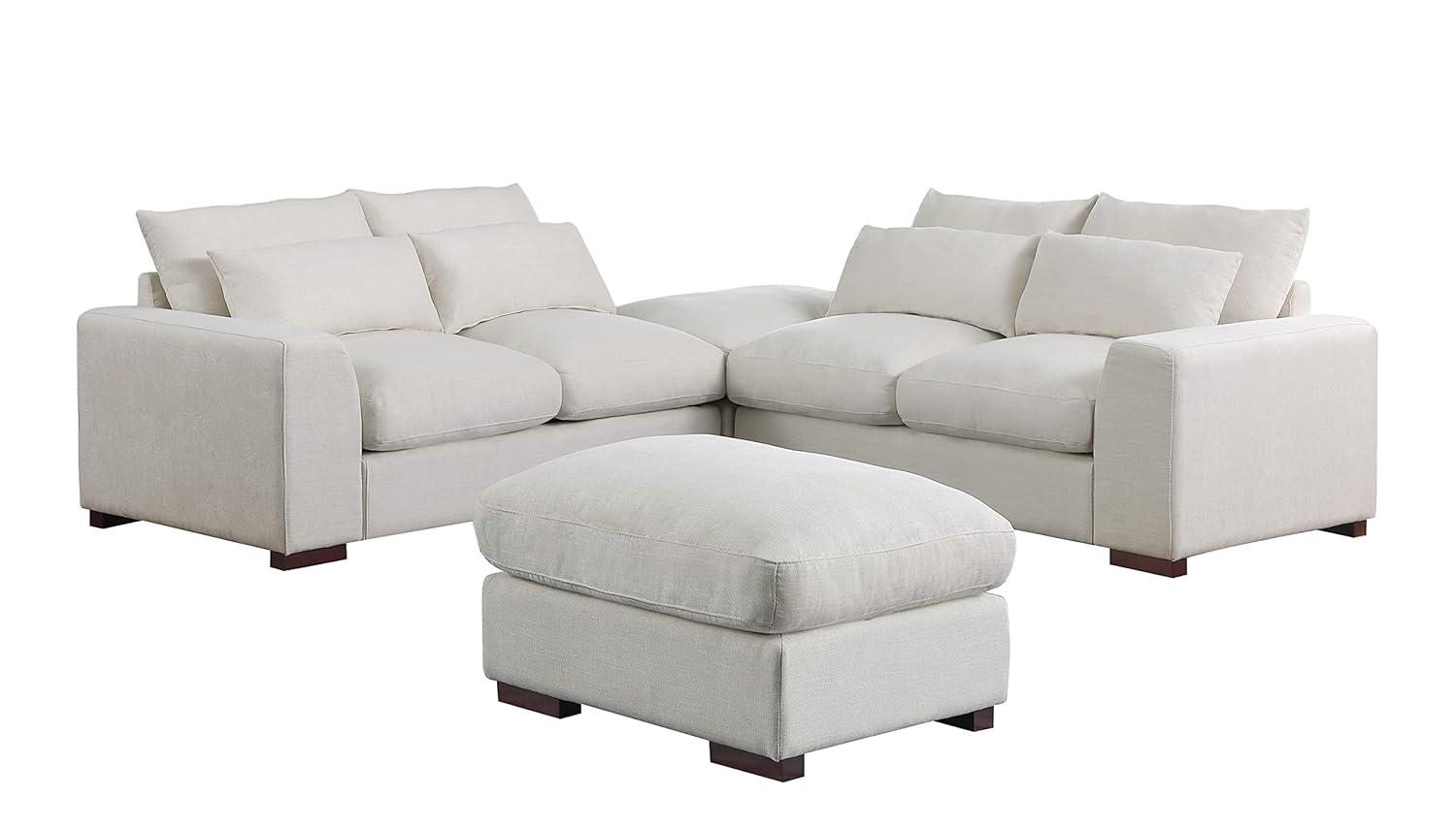 Biaggio Linen Blend Sectional with 2 Ottomans,Sectional Couch