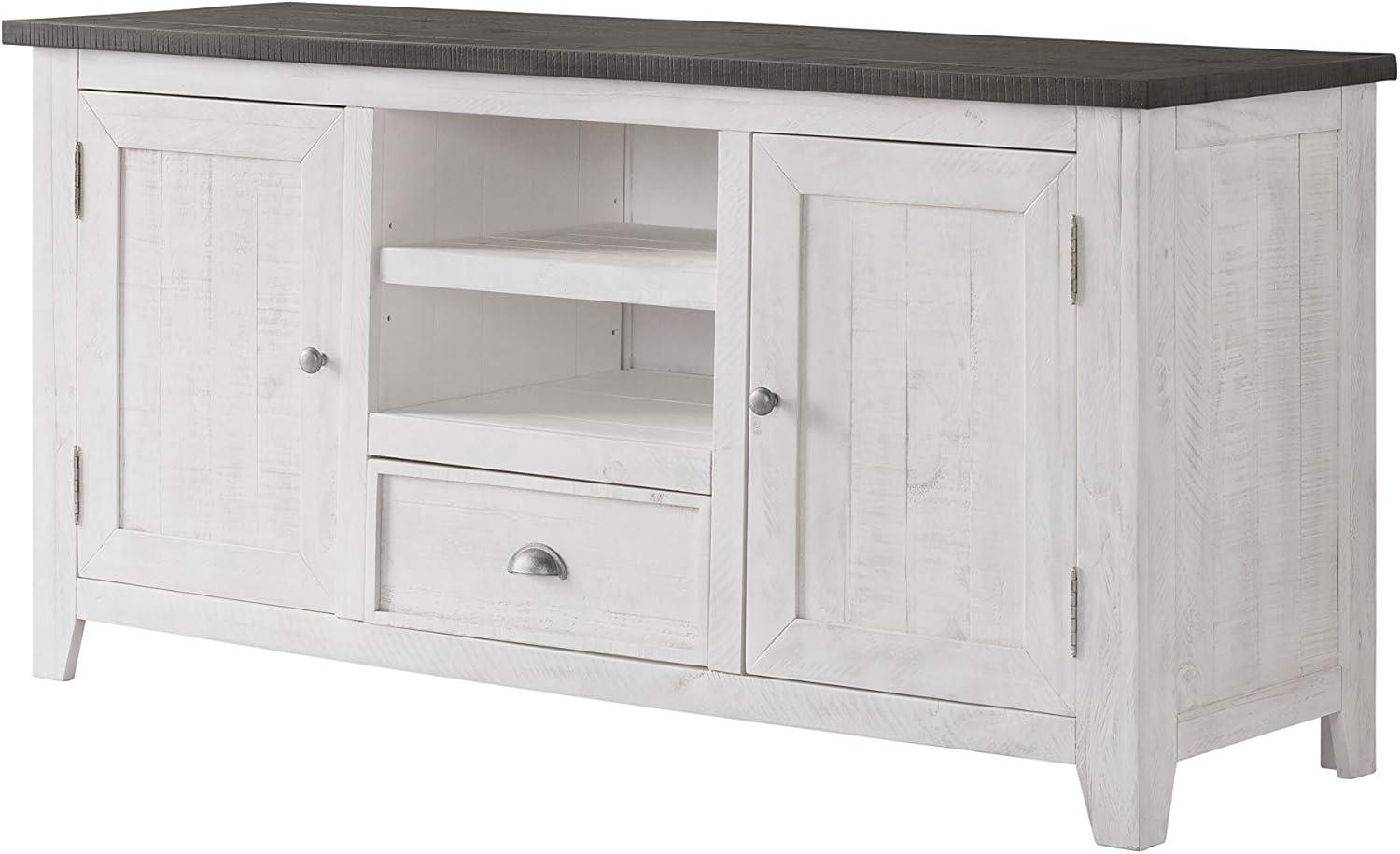 Monterey Solid Wood TV Stand in White with Gray Top - Martin Svensson Home