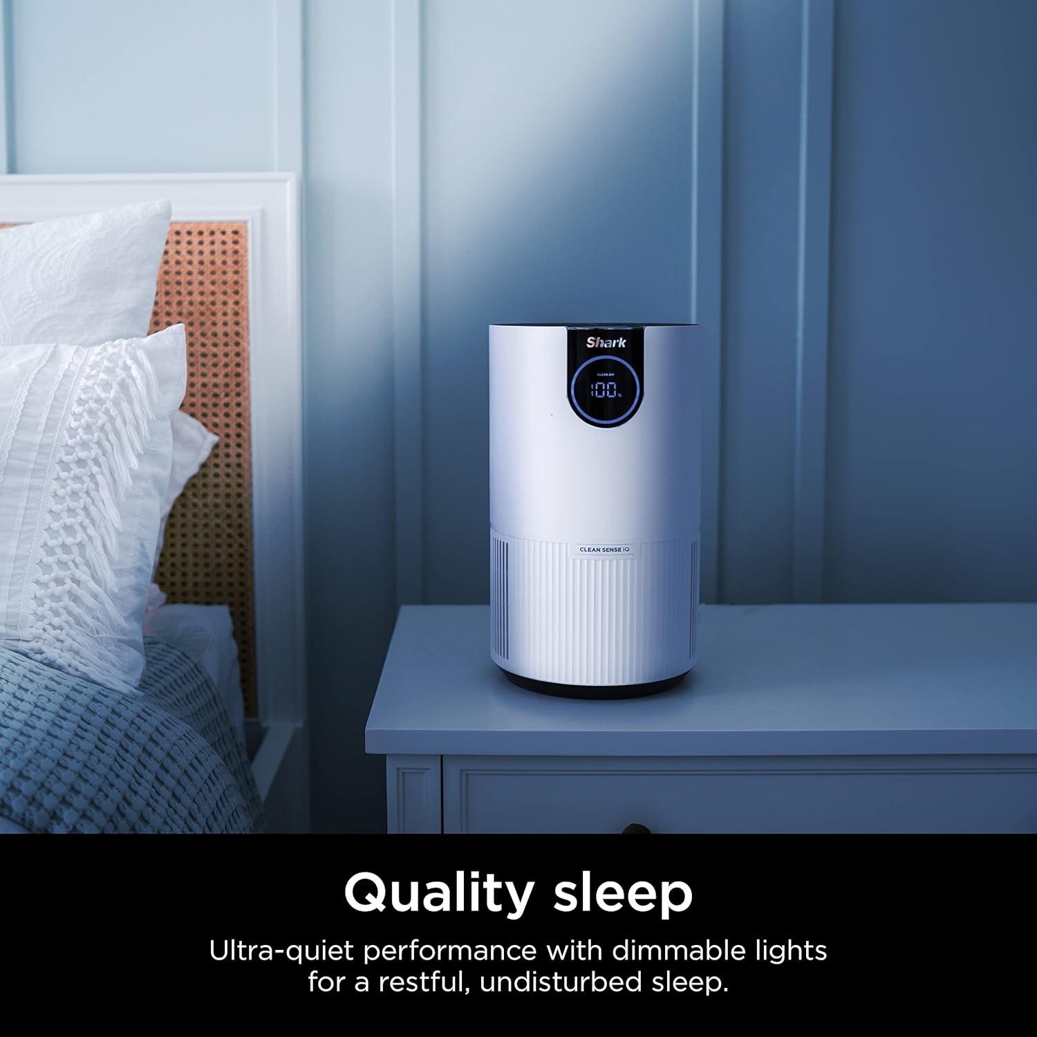 Shark Air Purifier with Nanoseal HEPA, Cleansense IQ, Odor Lock, Cleans up to 500 Sq. Ft, White, HP102: UL Listed, True HEPA, 2-Year Warranty