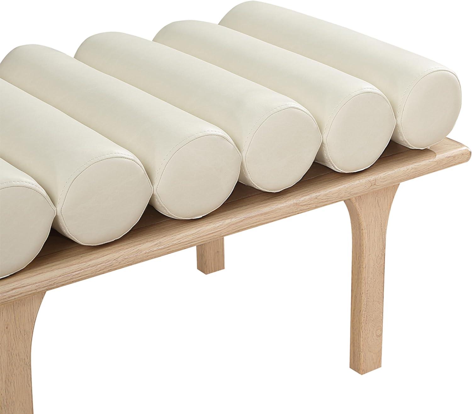 Meridian Furniture Landon Cream Vegan Leather Bench