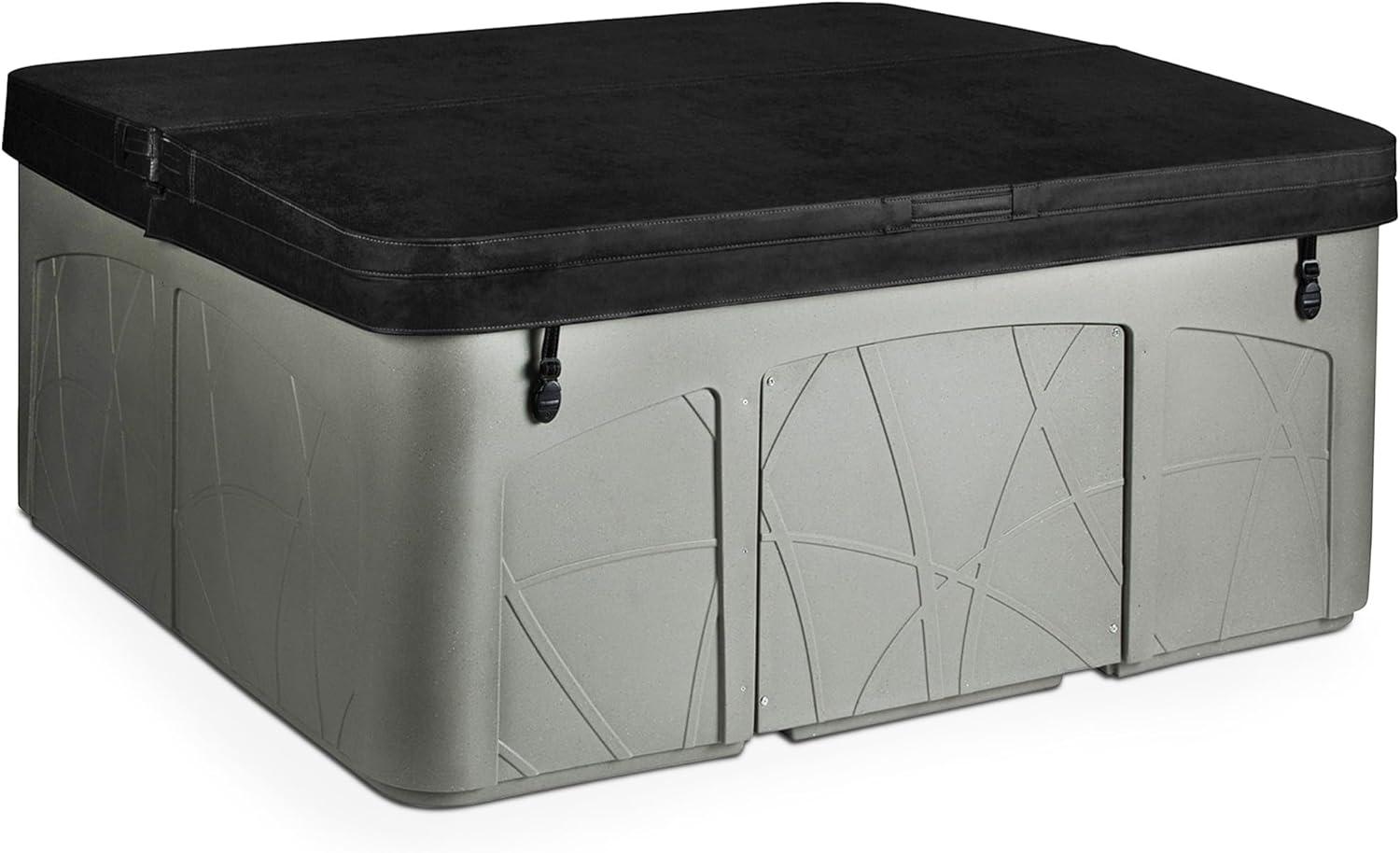 Lifesmart Spas 5 Person Plug and Play Hot Tub, 110 Volt 28 Jet Outdoor Spa with LED, Waterfall, Durable Thermal Cover, and Ozonator, LS350DX, Taupe