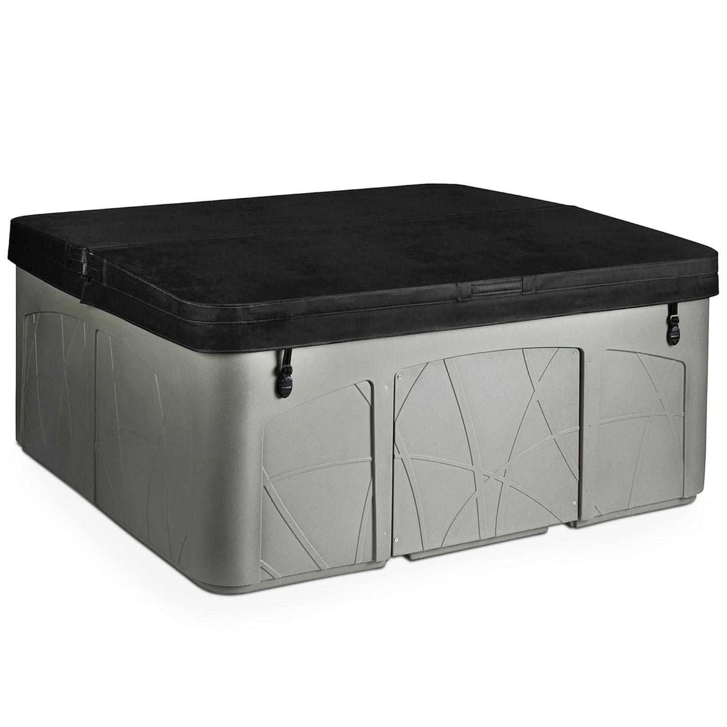 Lifesmart Spas 5 Person Plug and Play Hot Tub, 110 Volt 28 Jet Outdoor Spa with LED, Waterfall, Durable Thermal Cover, and Ozonator, LS350DX, Taupe