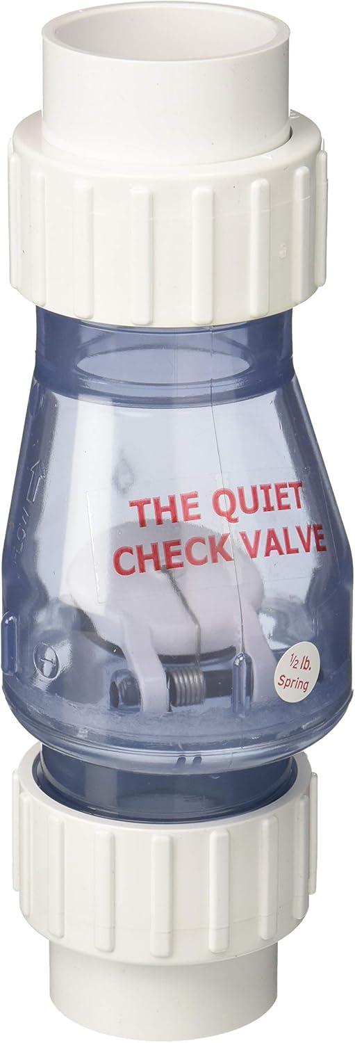 1.5-Inch Clear PVC Quiet Check Valve with Stainless Steel Spring