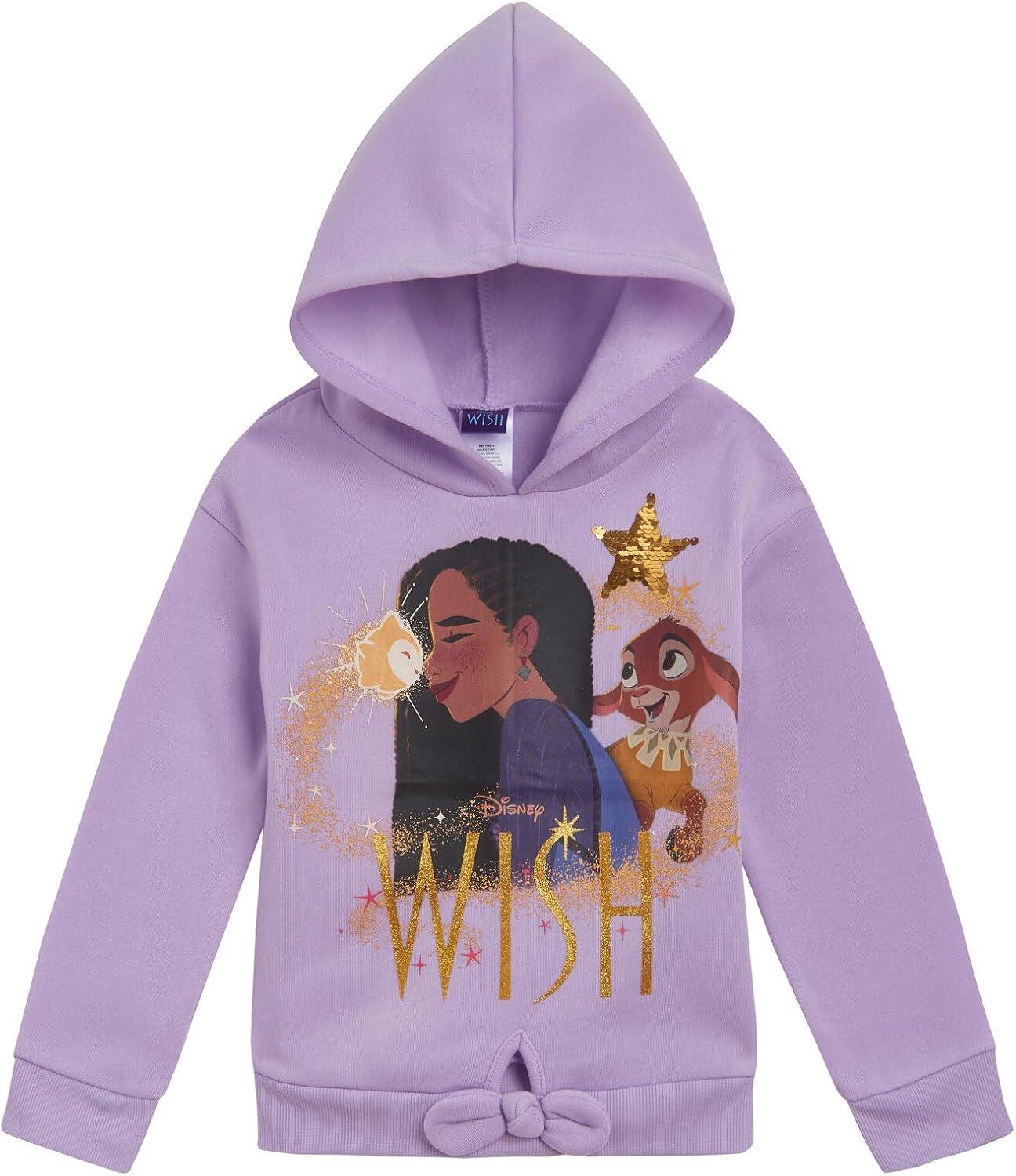 Disney Wish Asha Star Little Girls Fleece Pullover Hoodie and Jogger Pants Set Purple 6