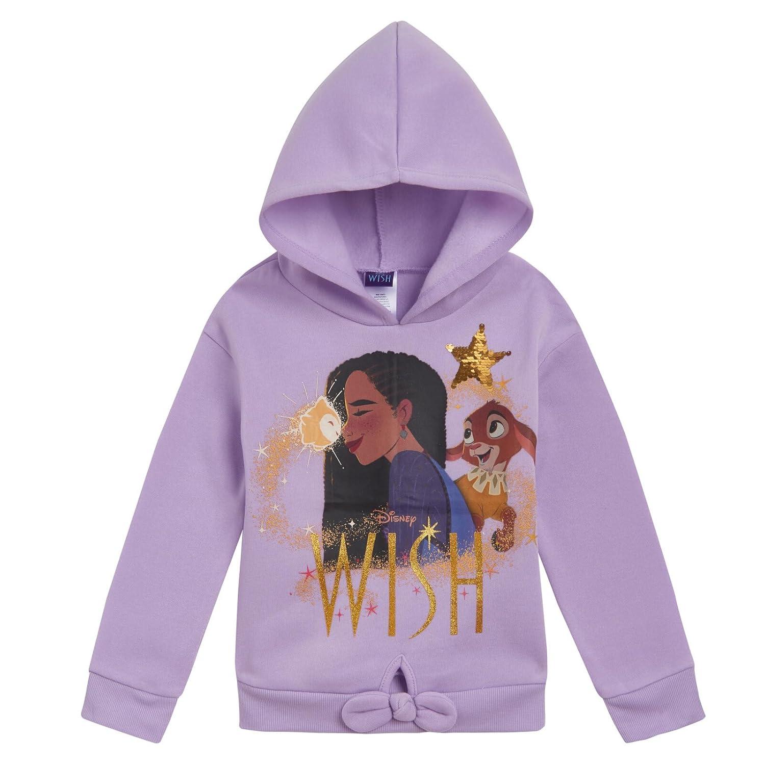 Disney Wish Asha Star Little Girls Fleece Pullover Hoodie and Jogger Pants Set Purple 6