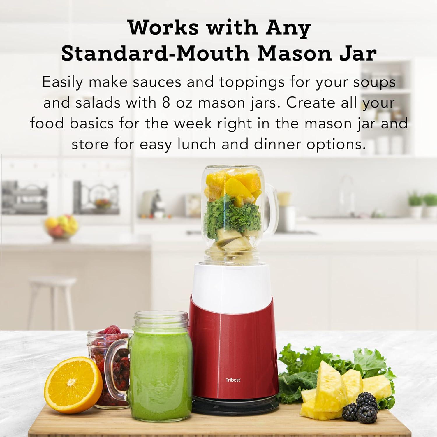 Tribest Personal Blender II Mason Jar Ready (Basic 12-Piece Set) – Red
