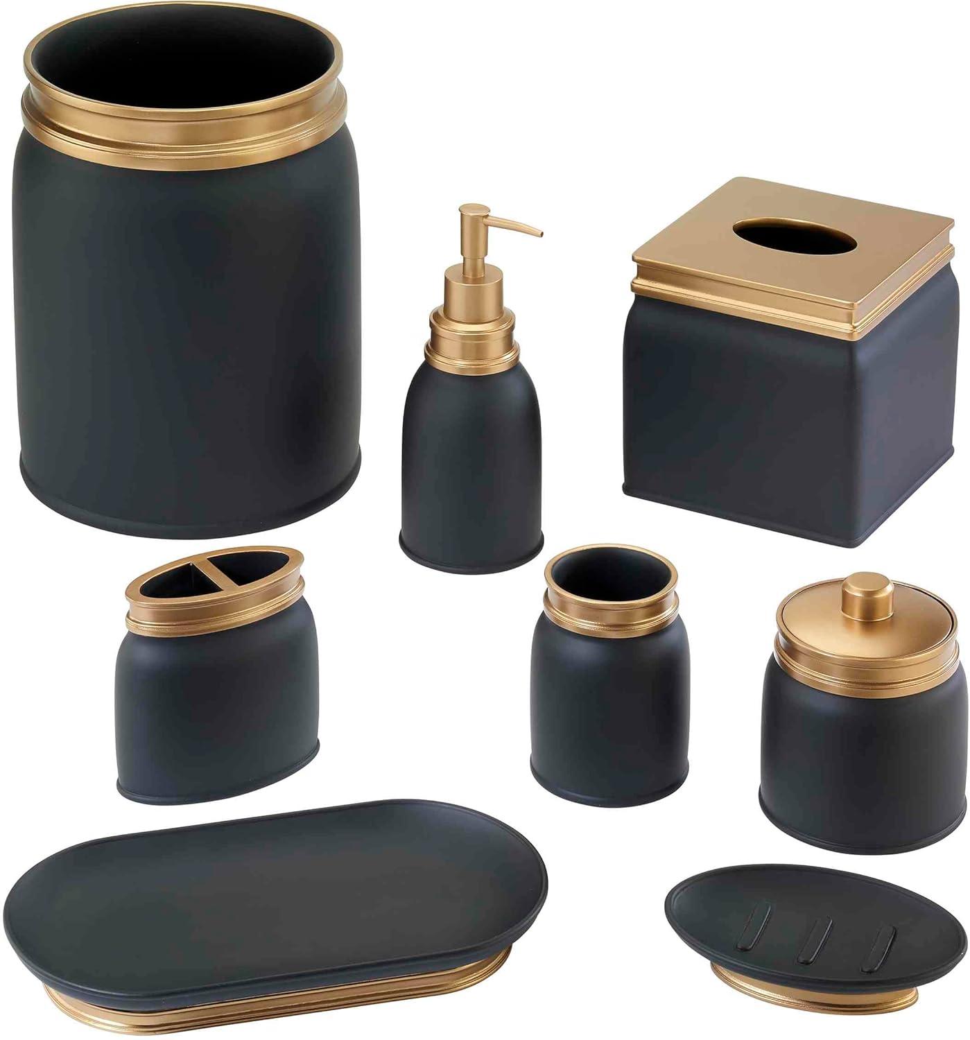 Matte Black and Gold Resin 4-Piece Bath Accessory Set