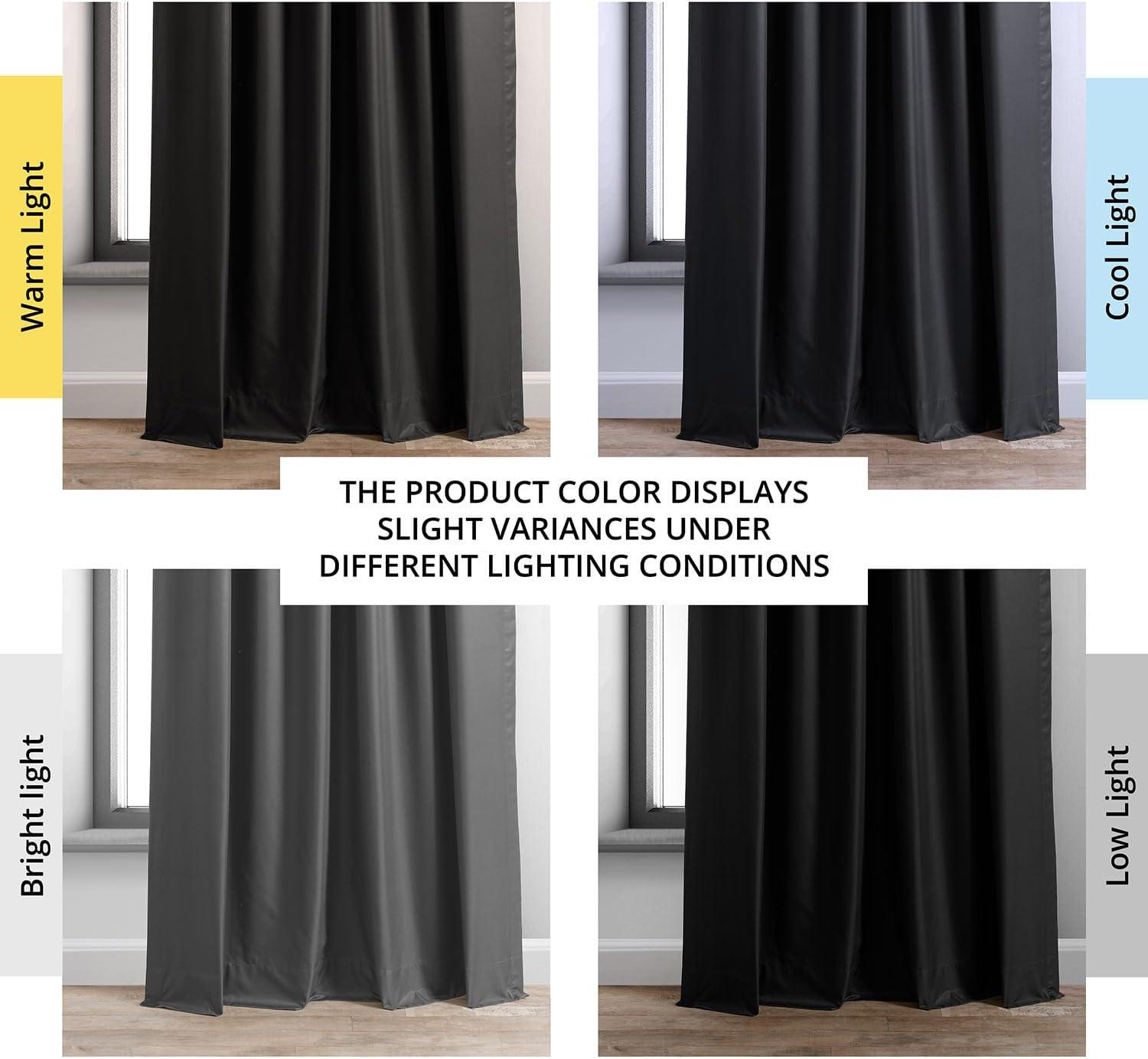 Deep Black Velvet Polyester Blackout Puddle Length Curtains