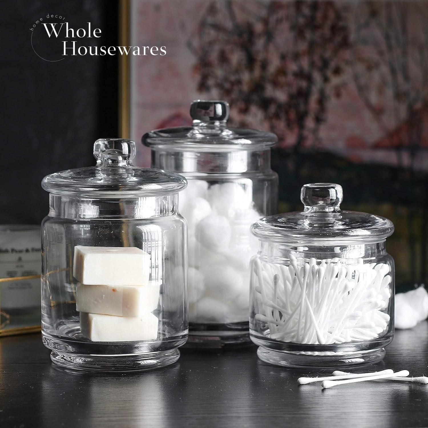 Whole Housewares | Glass Apothecary Jars (4.5 Inch) with Lids | Set of 3