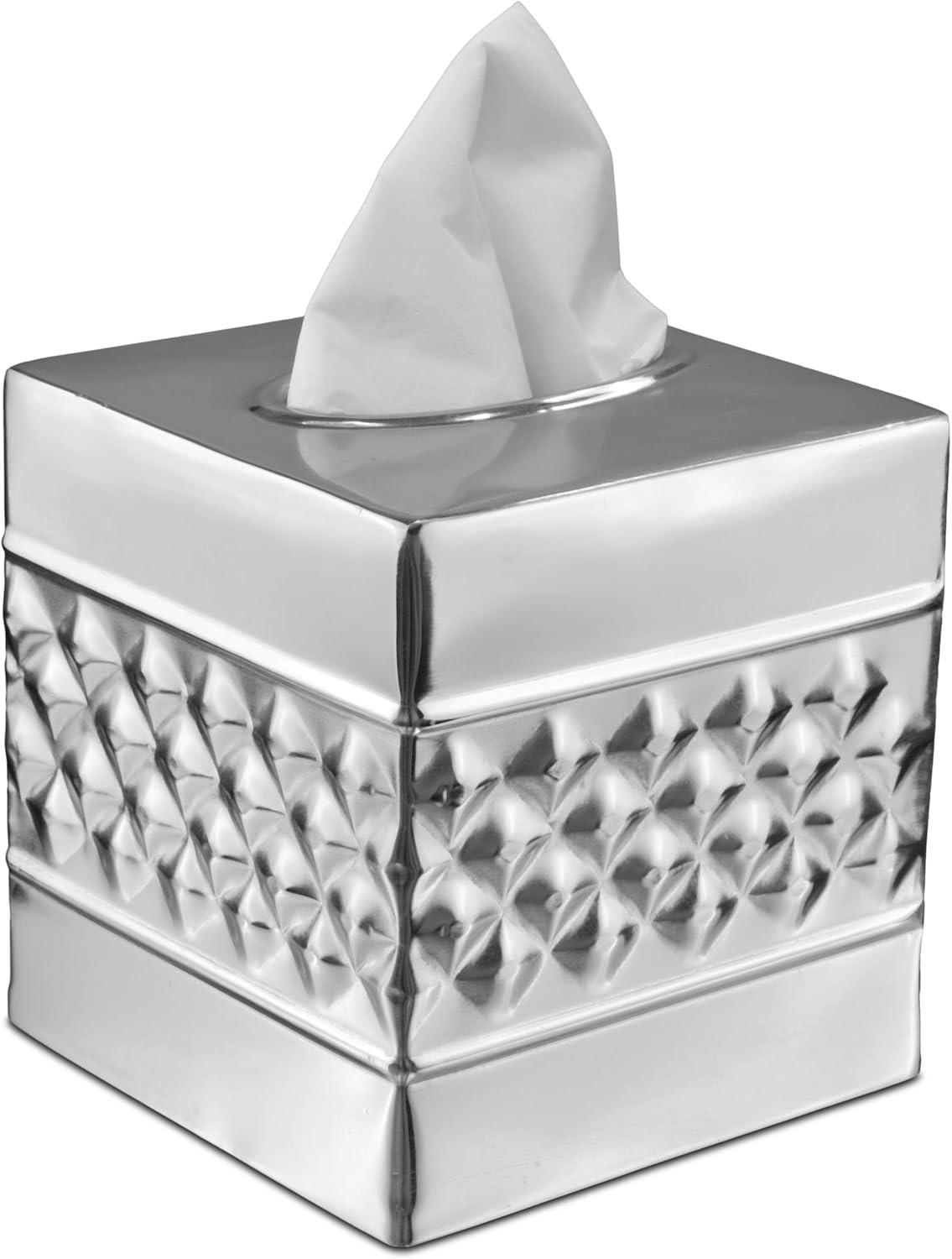 Monarch Abode Geometric Embossed Metal Tissue Box Cover