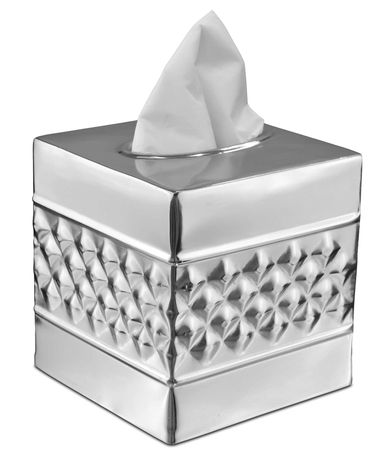 Monarch Abode Geometric Embossed Metal Tissue Box Cover