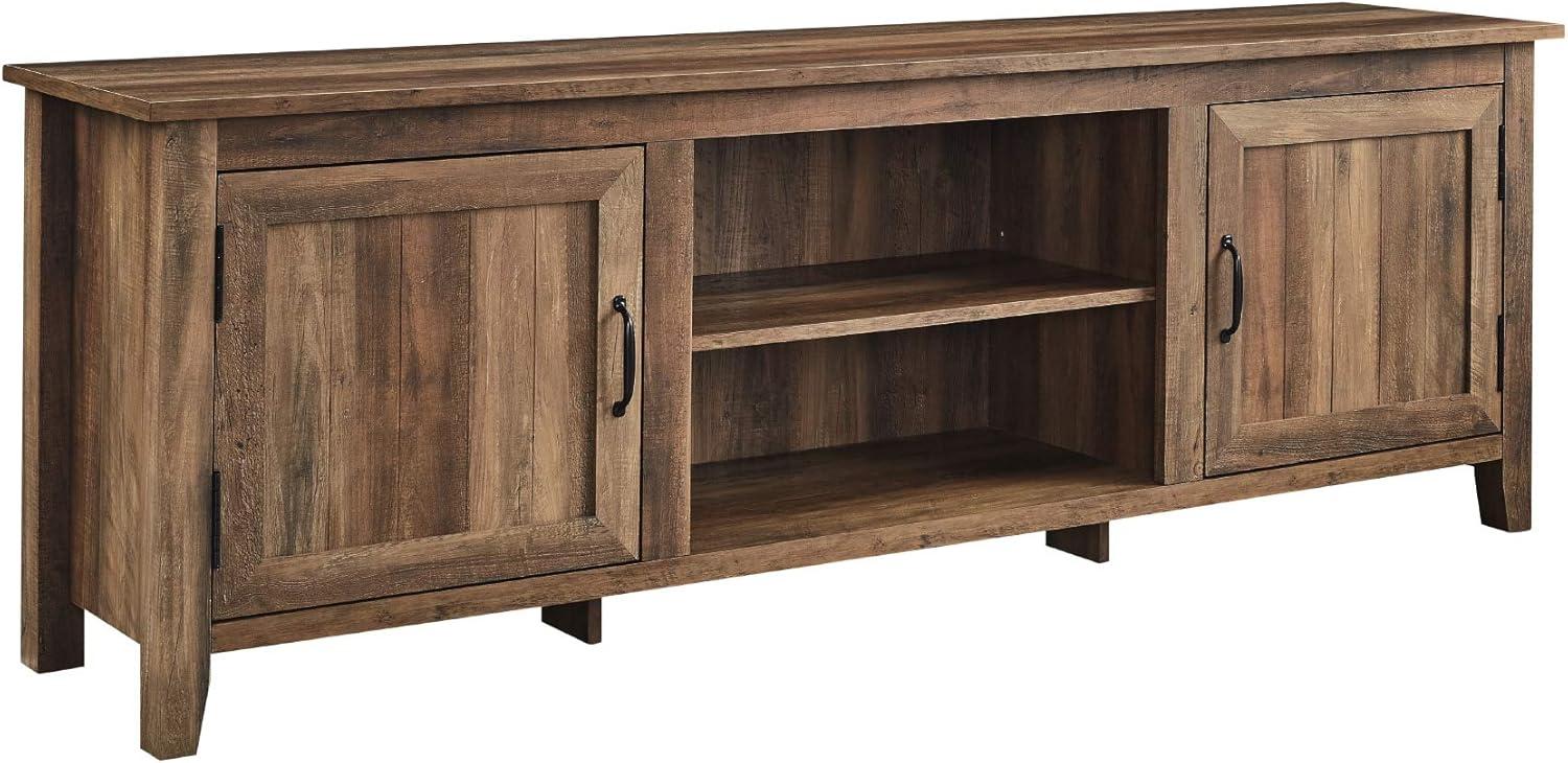 Rustic Oak Modern Farmhouse 70" TV Stand with Grooved Doors