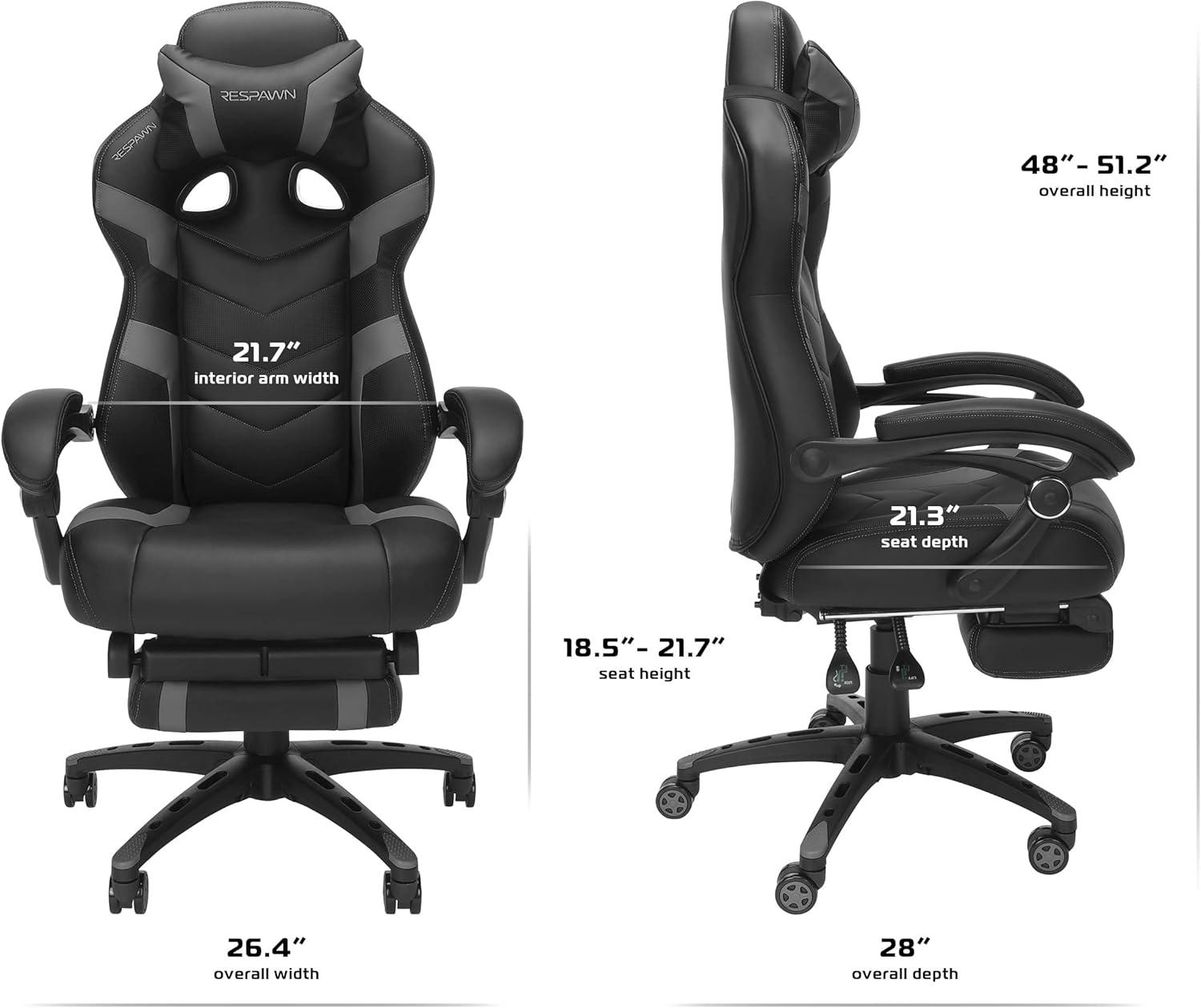 RESPAWN 110 Pro Gaming Chair - Gaming Chair with Footrest, Ergonomic Computer Desk Chair