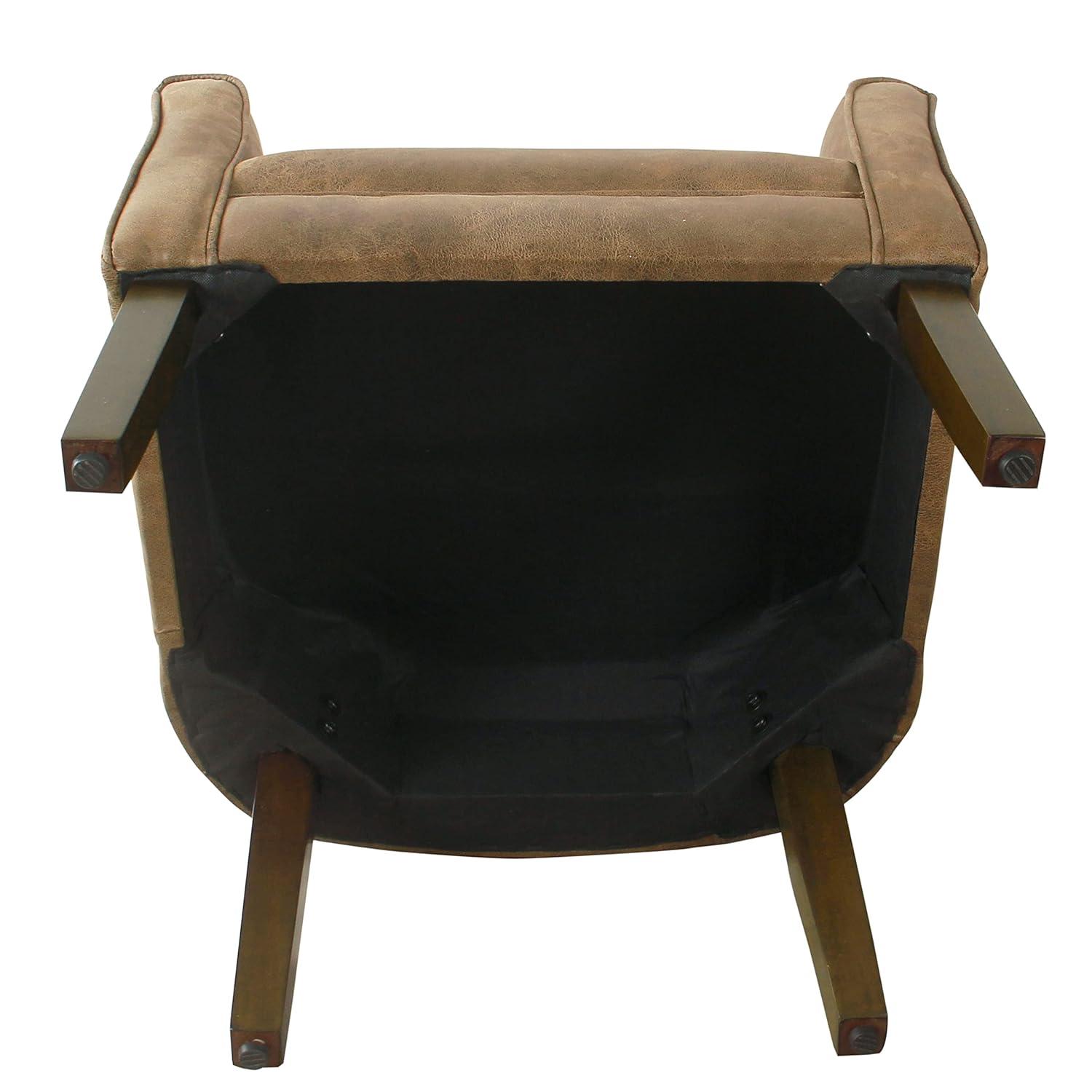 Modern Barrel Accent Chair Brown Faux Leather - HomePop: Upholstered Transitional Seating for Bedroom & Living Room