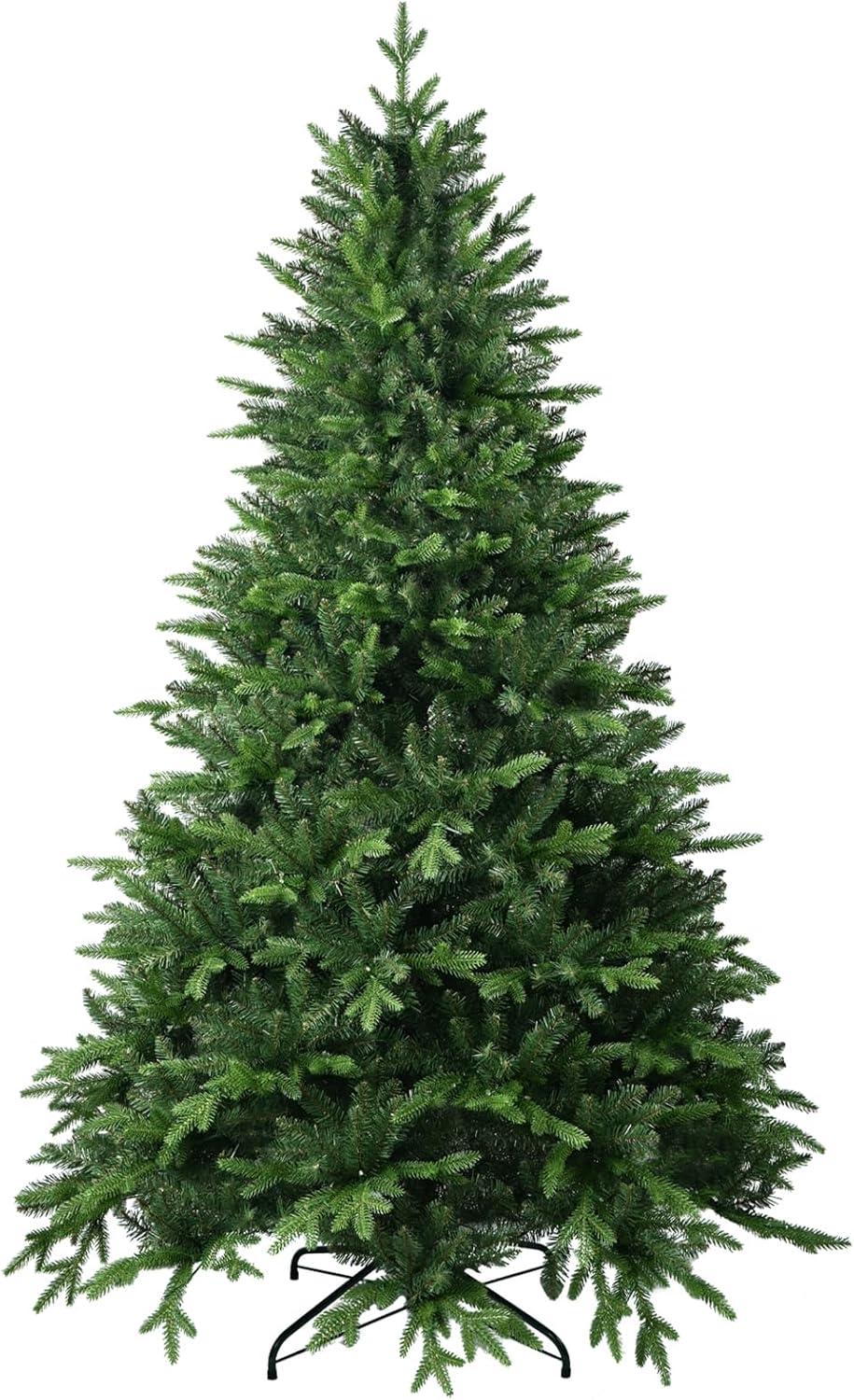 5 FT Artificial Christmas Tree with 1020 PE&PVC Mixed Branch Tips, Unlit Hinged Premium Spruce Fake Xmas Trees, Green, Foldable Base