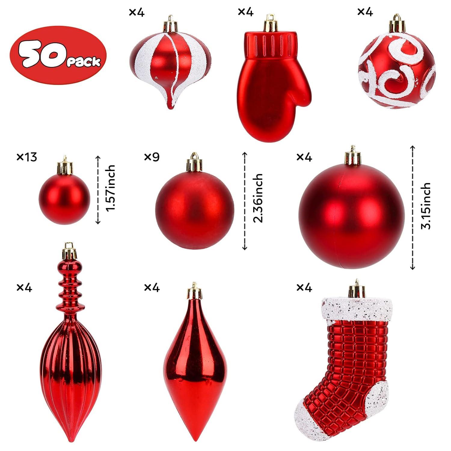 HauiWeiLyai Christmas Ball Ornaments 50pcs Christmas Tree Ornament Pendant Party Supplies Tree Hanging Plastic 1.6 Inch Savings