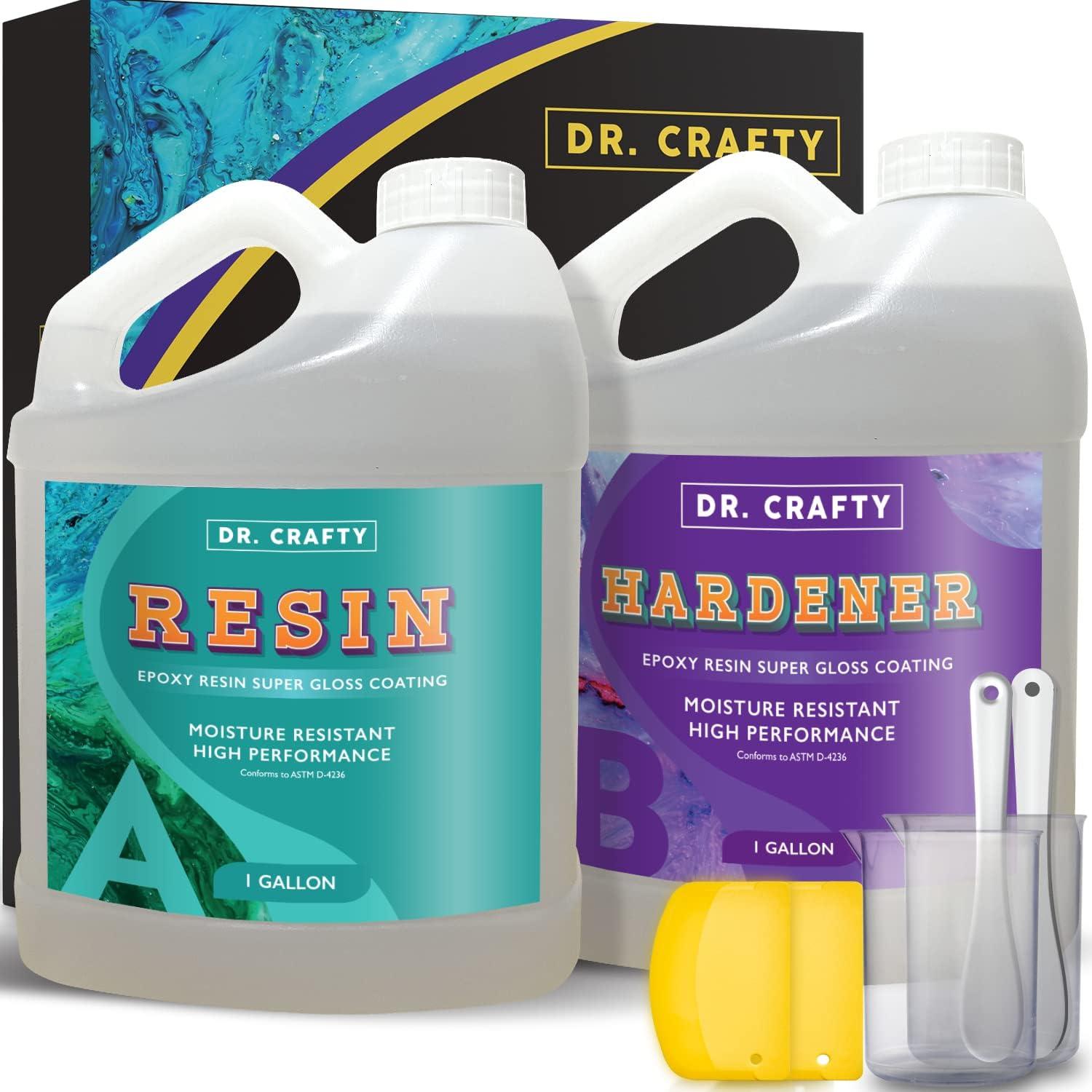Dr Crafty - Resina Epoxi - Kit de Resina Epoxi - Resina Epoxi de Arte Transparente - Kit de Resina de Fundición para Encimera de Madera Epoxi - 2 Galones