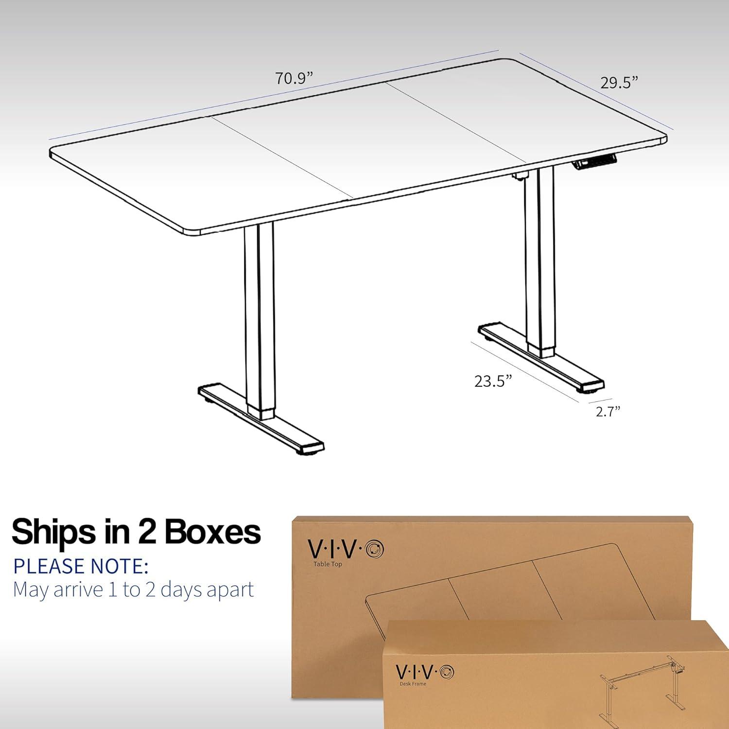 Light Wood & White Electric Adjustable Standing Desk 71"