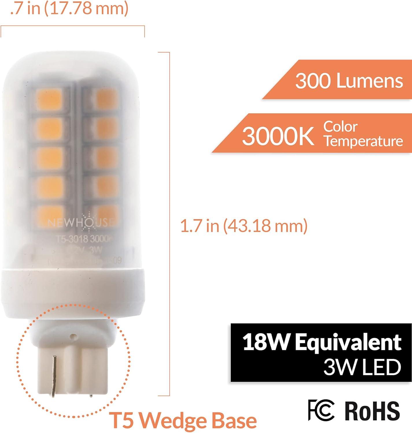 Newhouse Lighting 3W (18W Equivalent) T5 LED Bulb Halogen Replacement Lights, 280 Lumens, 12V, 3000K - 4 Pack